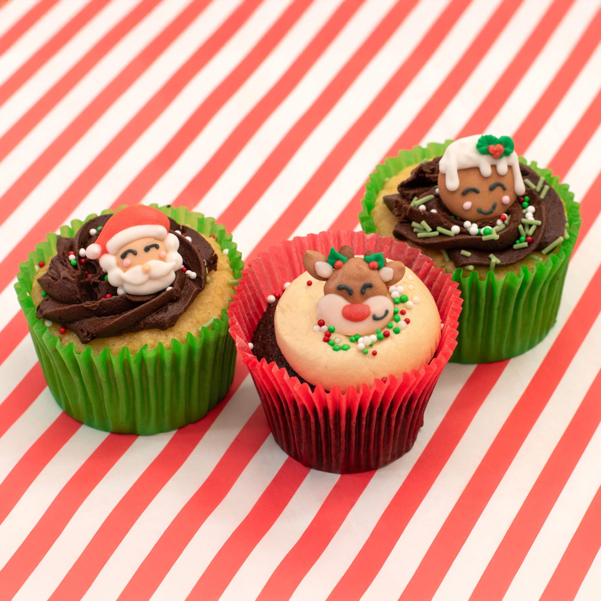 Culpitt Christmas Cheer Sugar Pipings - 12 Edible Royal Icing Cupcake Toppers | 25mm 3