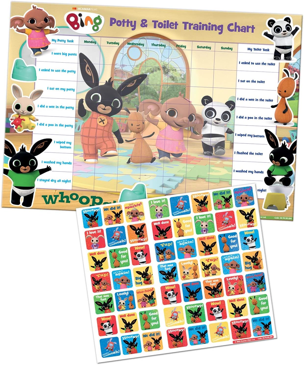 Bing Potty & Training Reward Chart with 56 Reusable Stickers - Ages 3-6 1