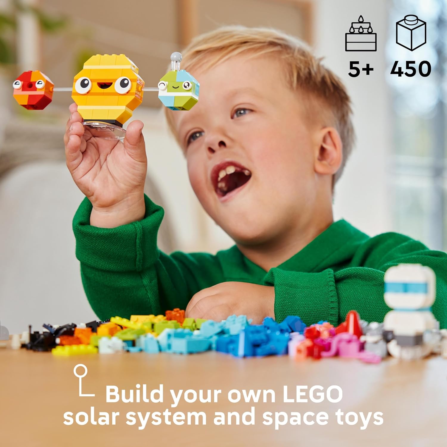 LEGO Classic Creative Space Planets Brick Box - Solar System Building Set for Kids 5+ 7