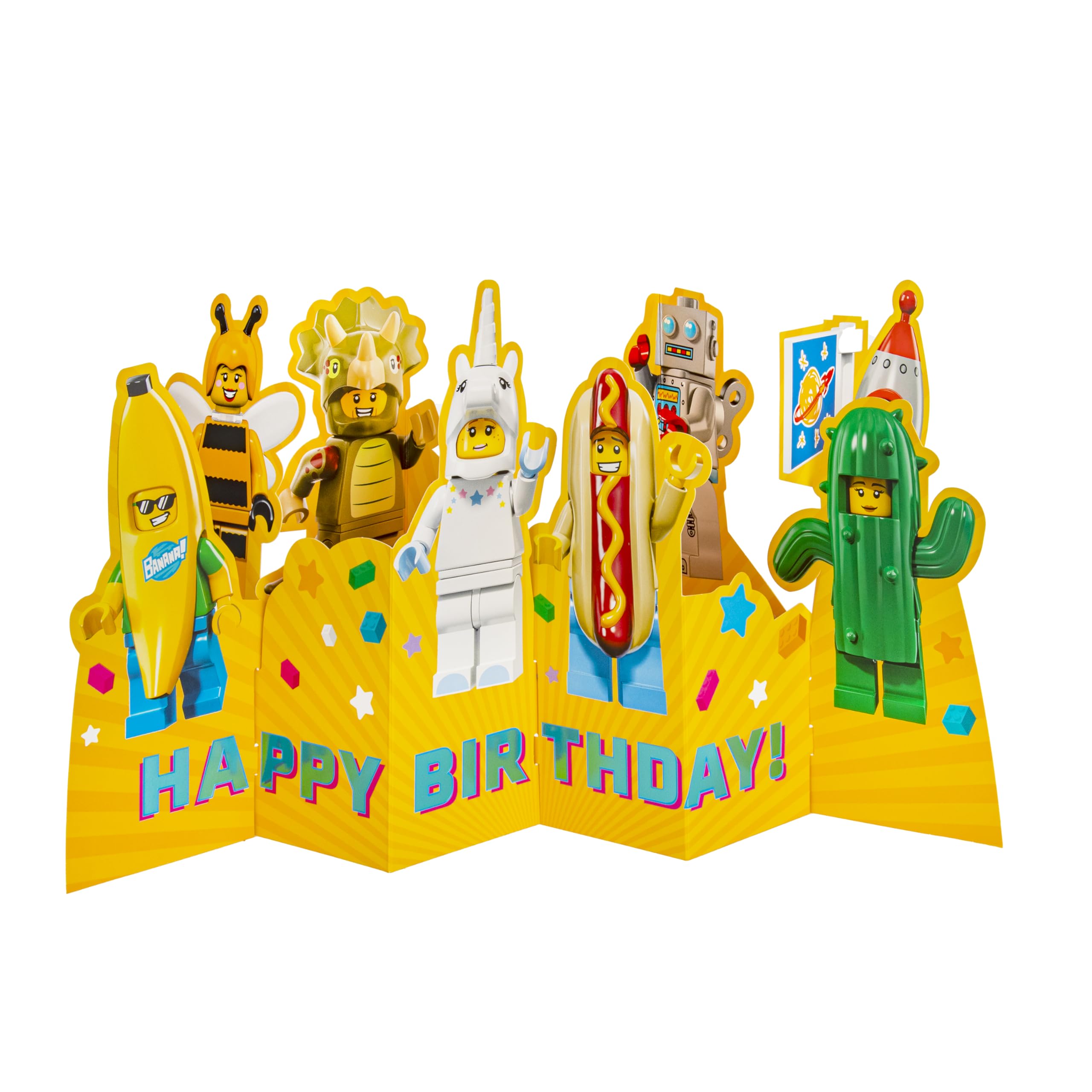 Hallmark LEGO Birthday Card | 3D Pop Up Design | Yellow with Turquoise Foil Details 1