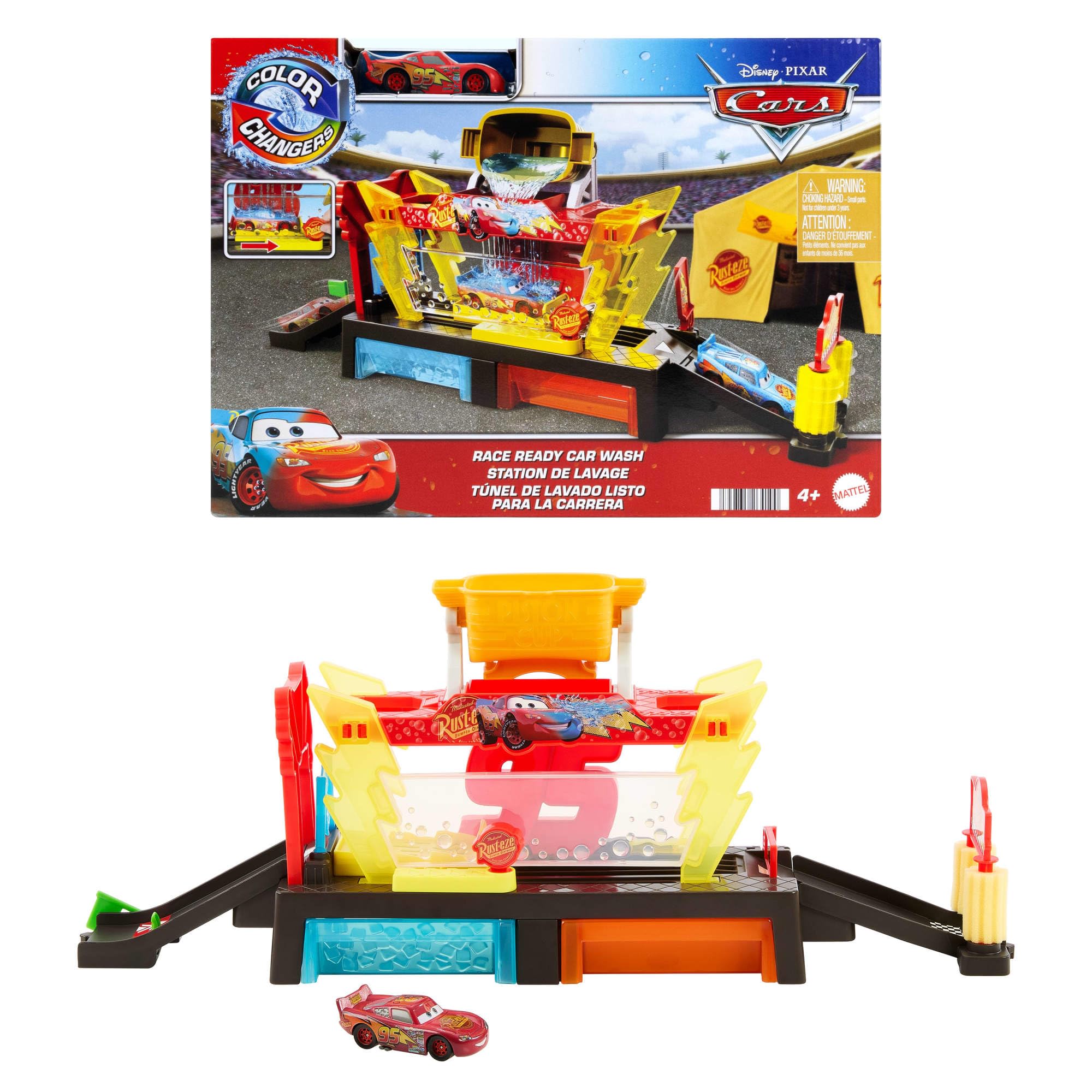 Mattel Disney and Pixar Cars Color Changers Race Ready Car Wash Playset with Lightning McQueen 1
