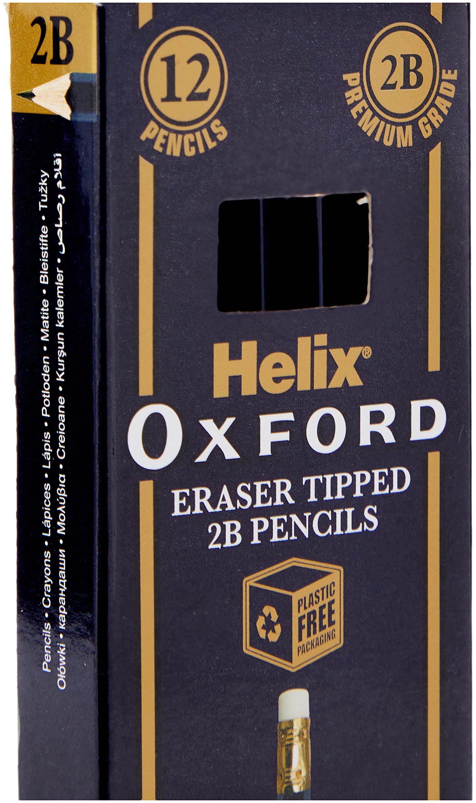Helix - Oxford 2B Grade Graphite Pencils with Eraser Tip (Pack of 12) 3