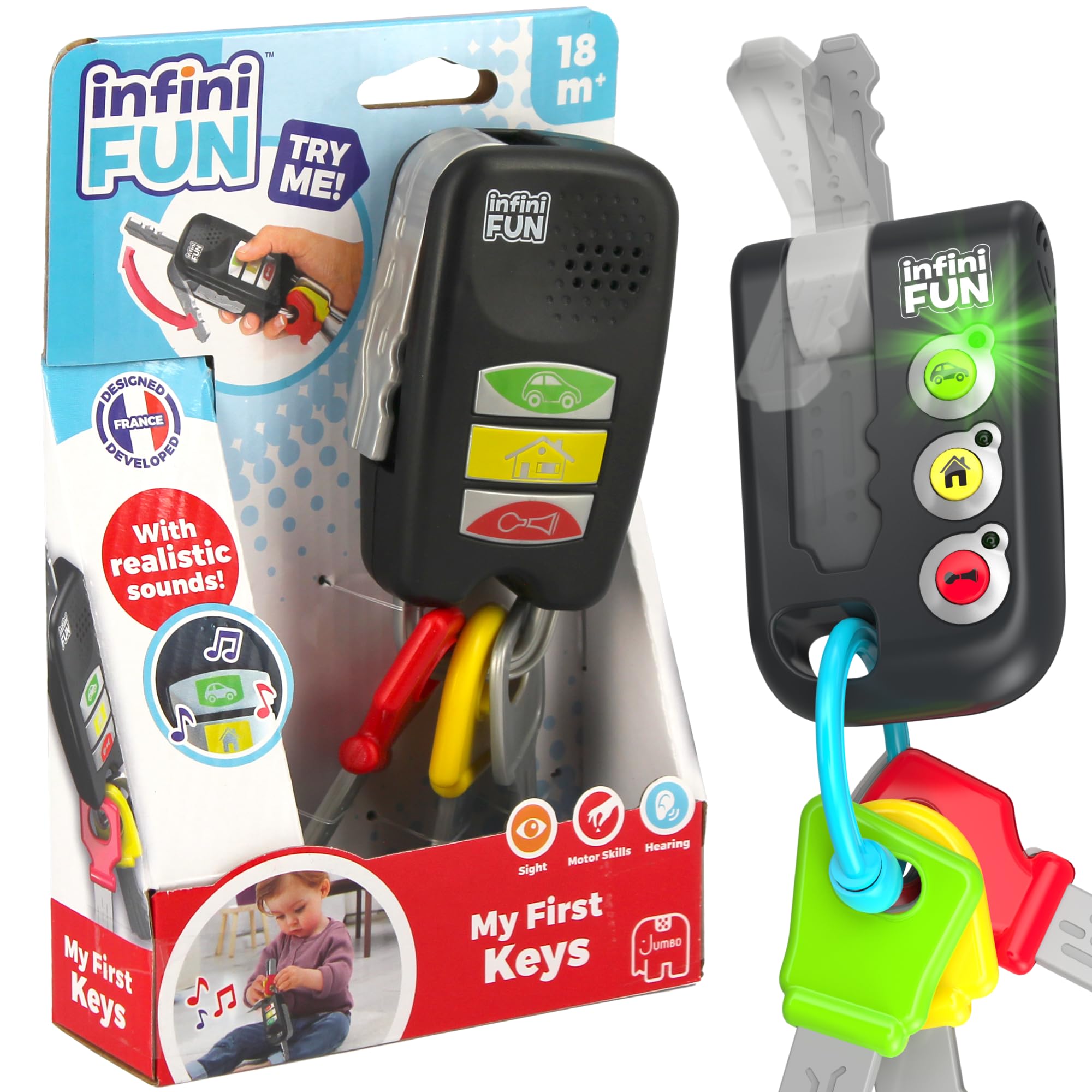 Infini Fun My First Keys Imitation Game - Electronic Toy Car Keys for Kids 18M+ 1