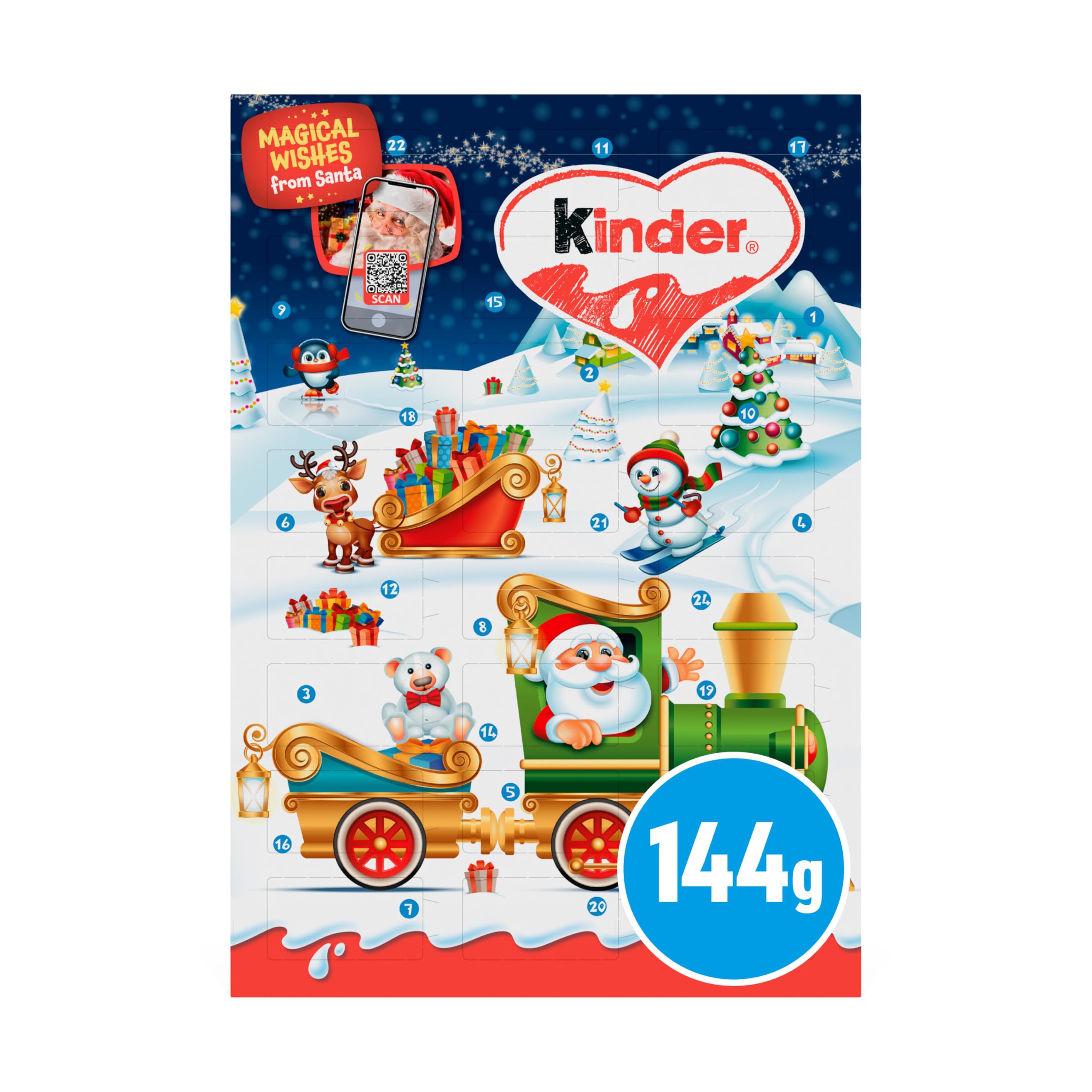 Kinder Chocolate 2025 Christmas Advent Calendar with 24 Mini Chocolates 1