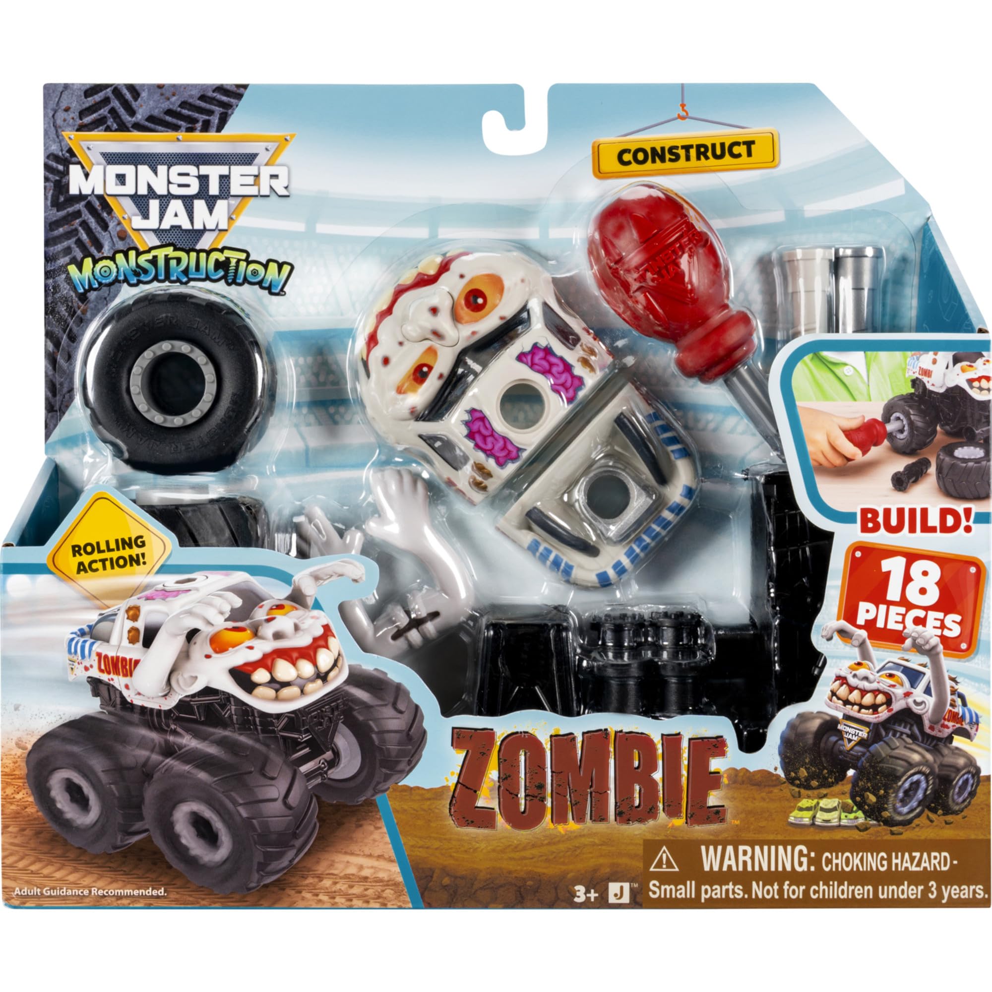 Jazwares Monster Jam Zombie Monstruction Truck - 5-Inch Buildable Vehicle | 16 Pieces | Ages 3+ 2