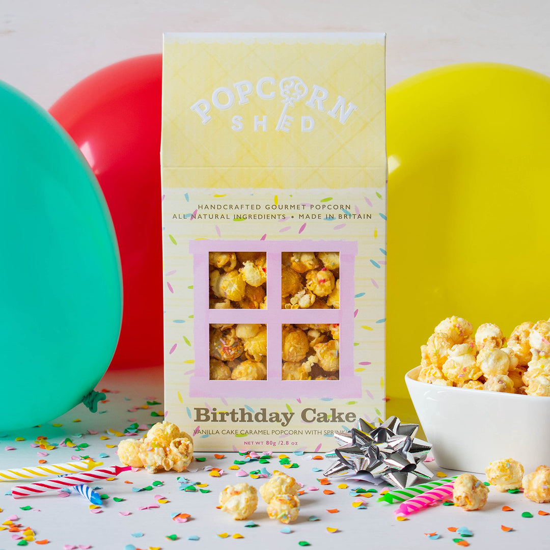 Popcorn Shed Birthday Cake Popcorn - 80g Gourmet Snack, Natural & Vegetarian