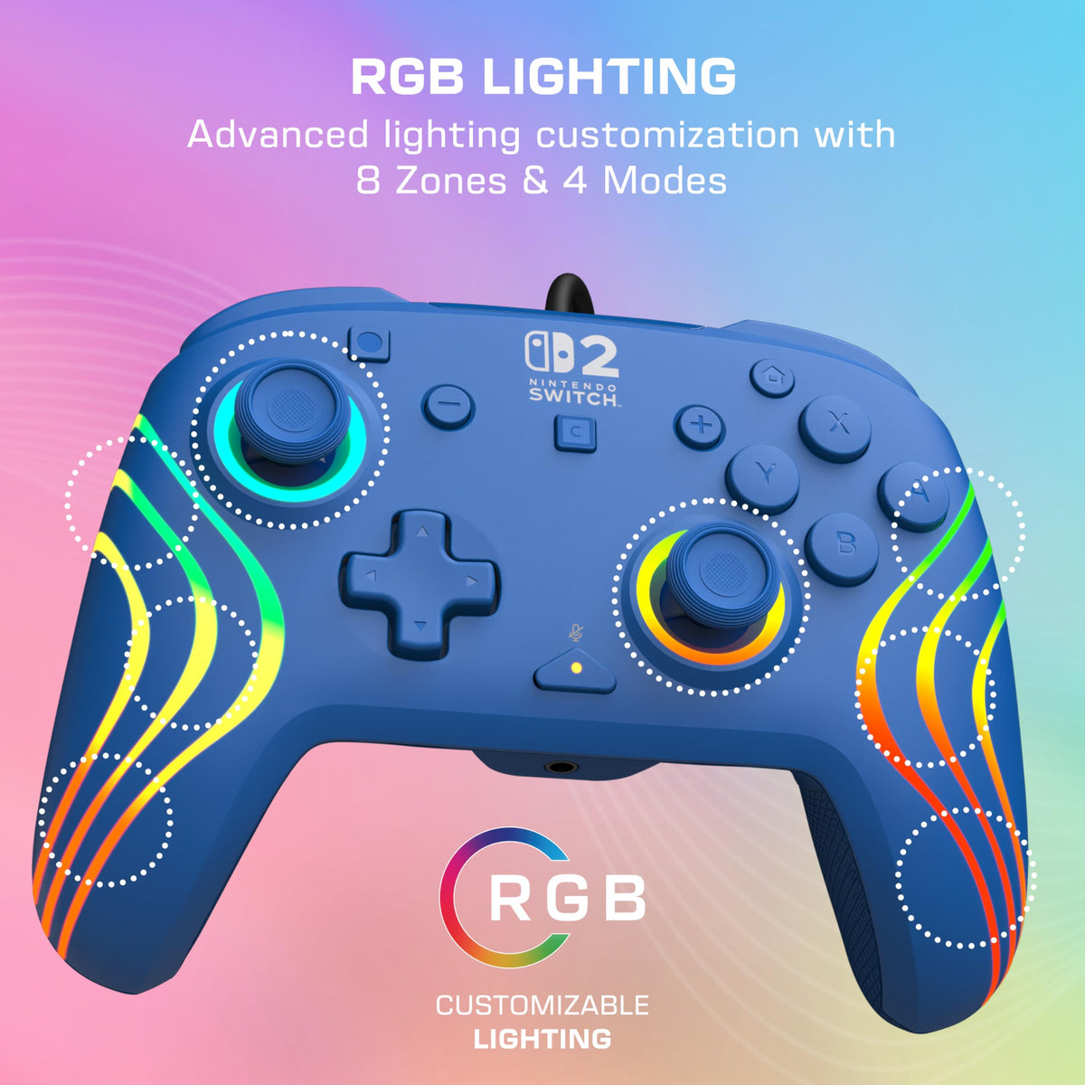 Turtle Beach Afterglow Wave Wired RGB Gaming Controller - Nintendo Switch 2, Blue