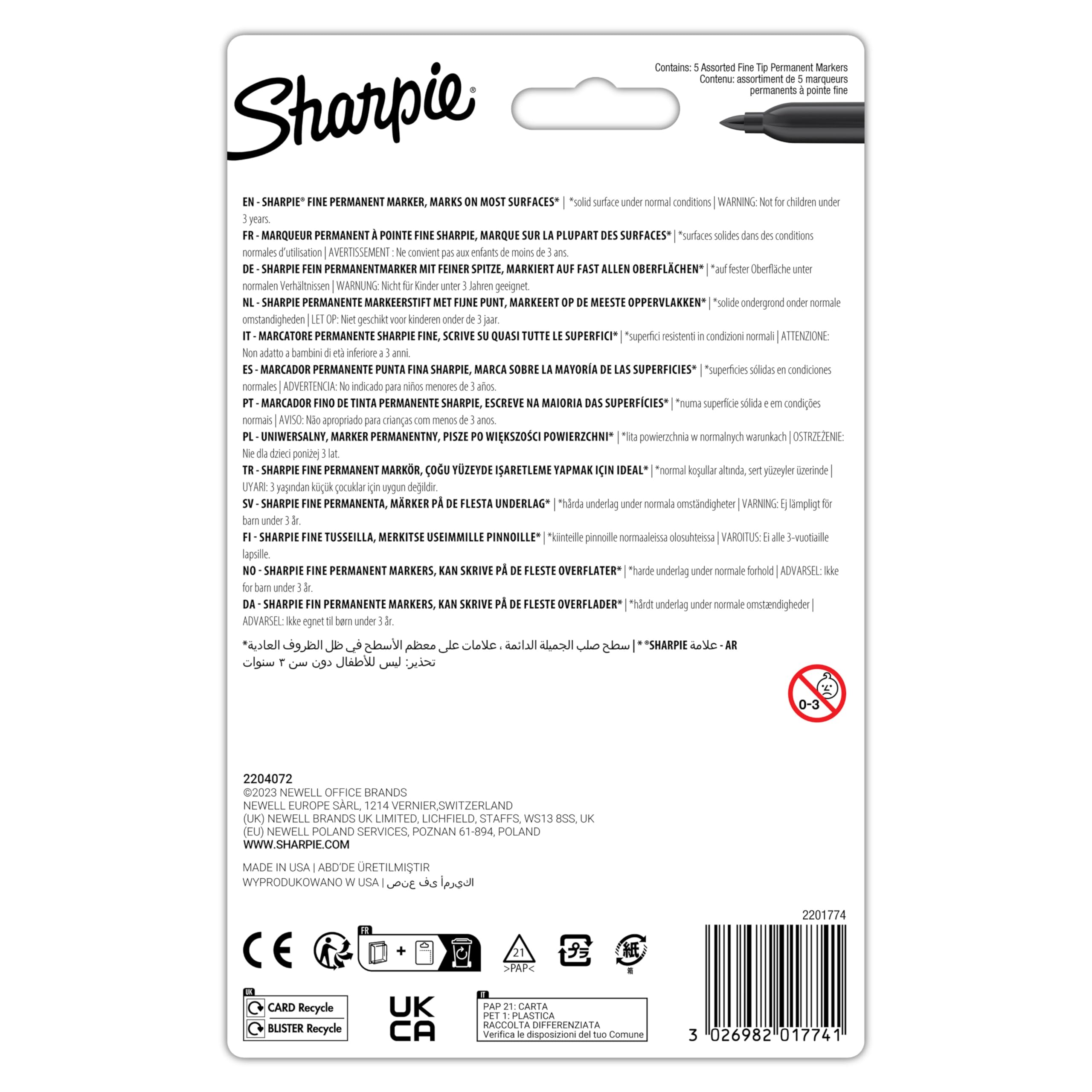 Sharpie Glam Pop Permanent Markers | Fine Point for Bold Details | Assorted 6