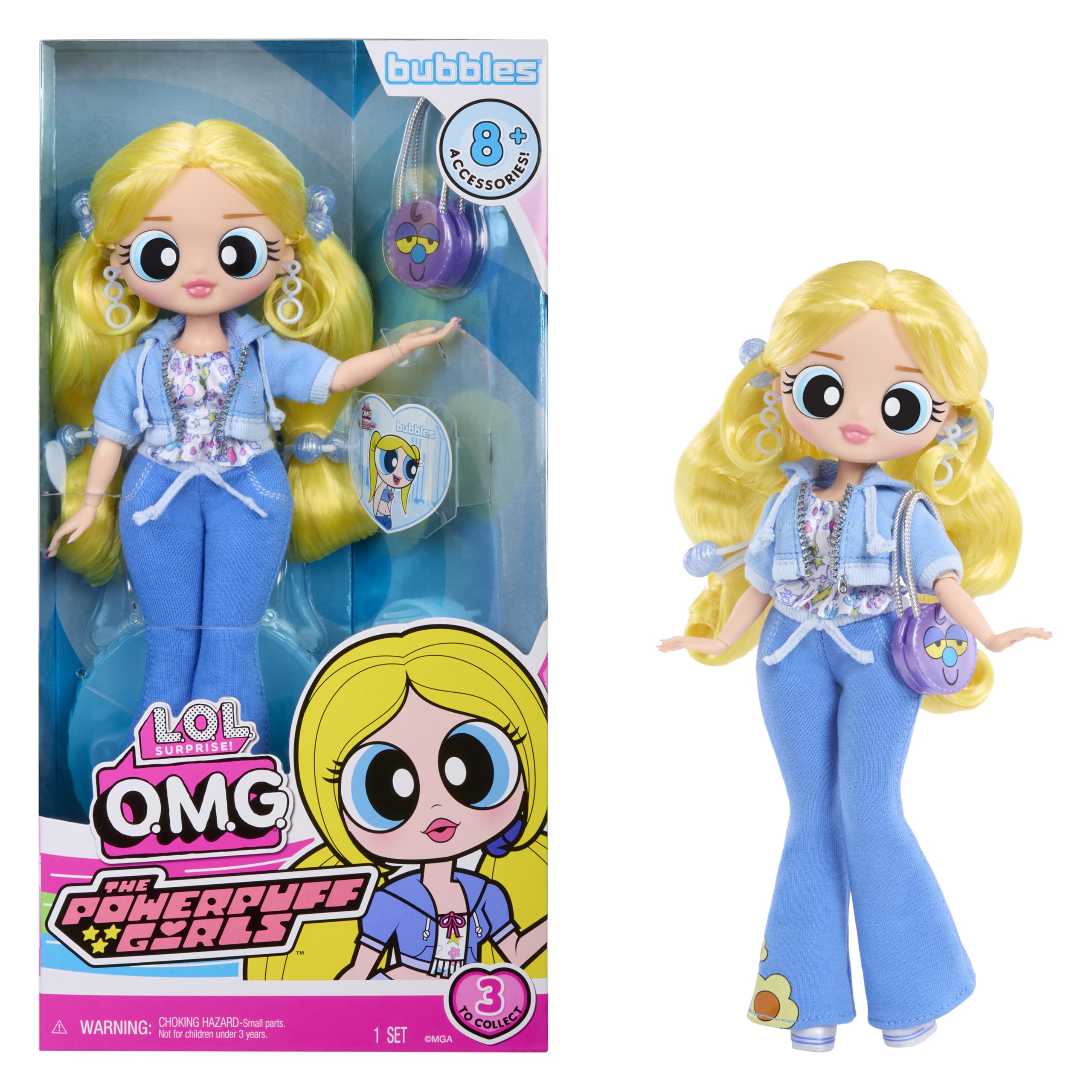 L.O.L. Surprise! OMG The Powerpuff Girls Doll - Bubbles - Fashion Doll with Outfit & Accessories, Collectible Toy for Kids 1