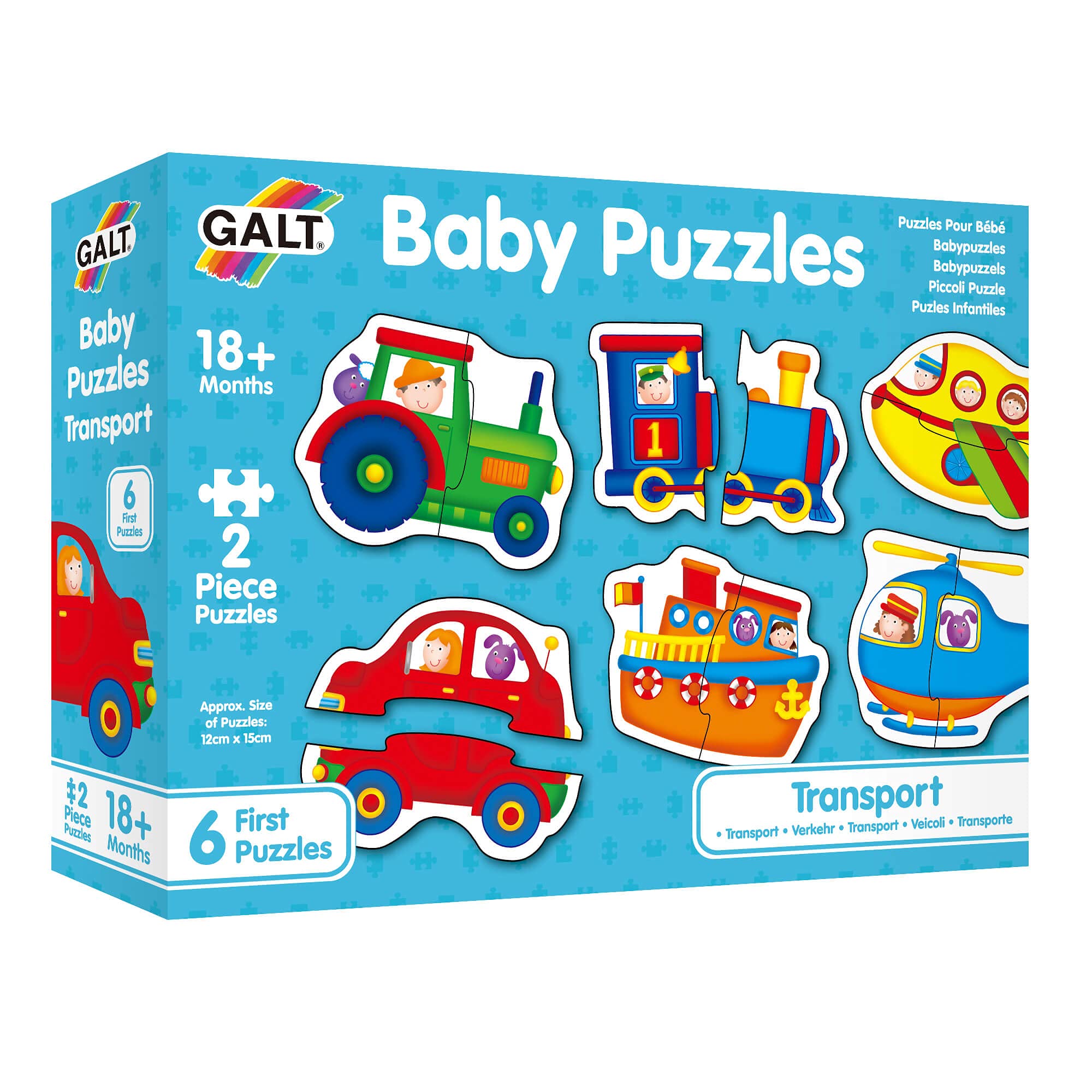 Galt Toys Baby Puzzles - Transport Theme | 6 Shaped 2-Piece Puzzles | Ages 18 Months+ 1