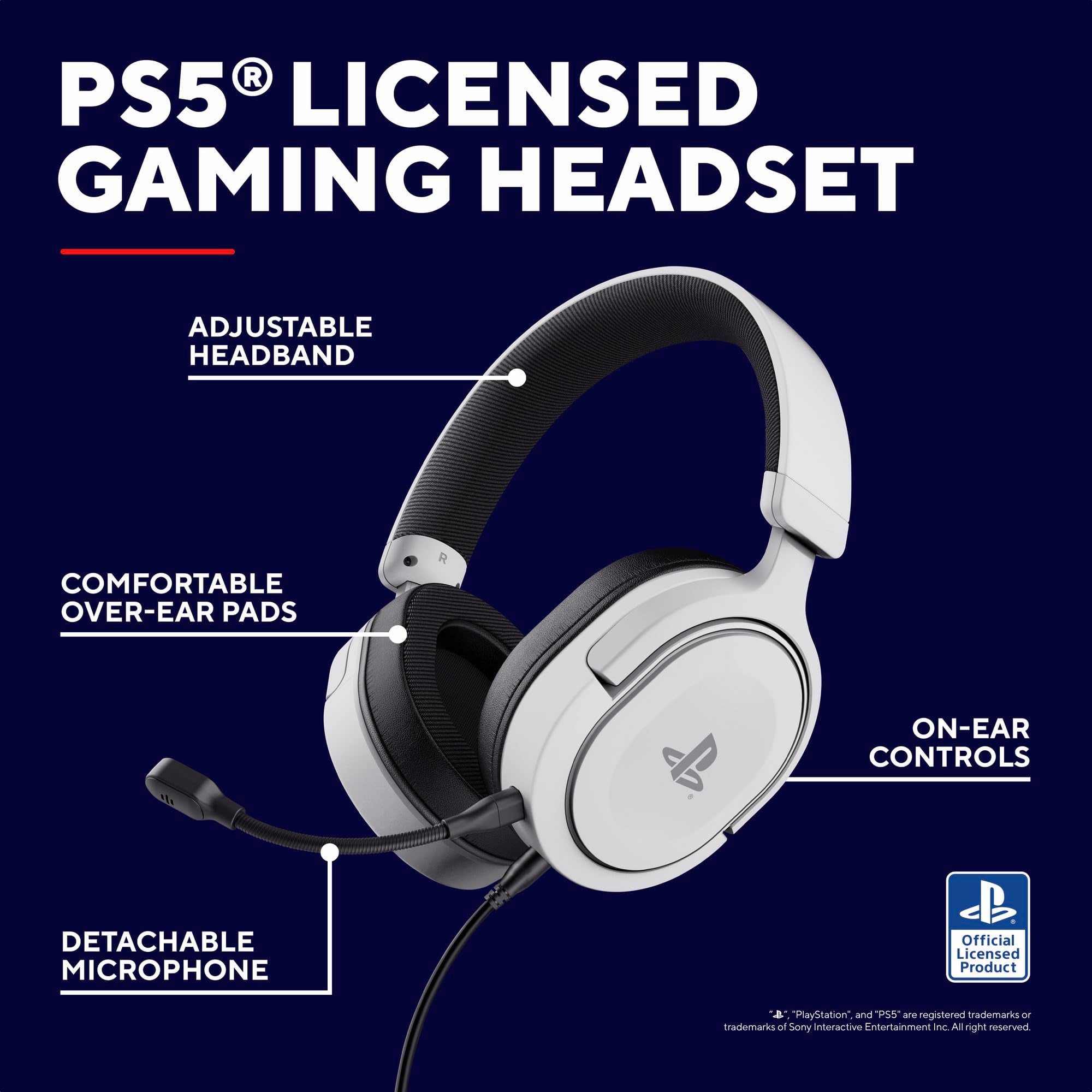 Trust Gaming GXT 498W Forta Officially Licensed PS5 Gaming Headset with 50mm Drivers & Detachable Mic 9