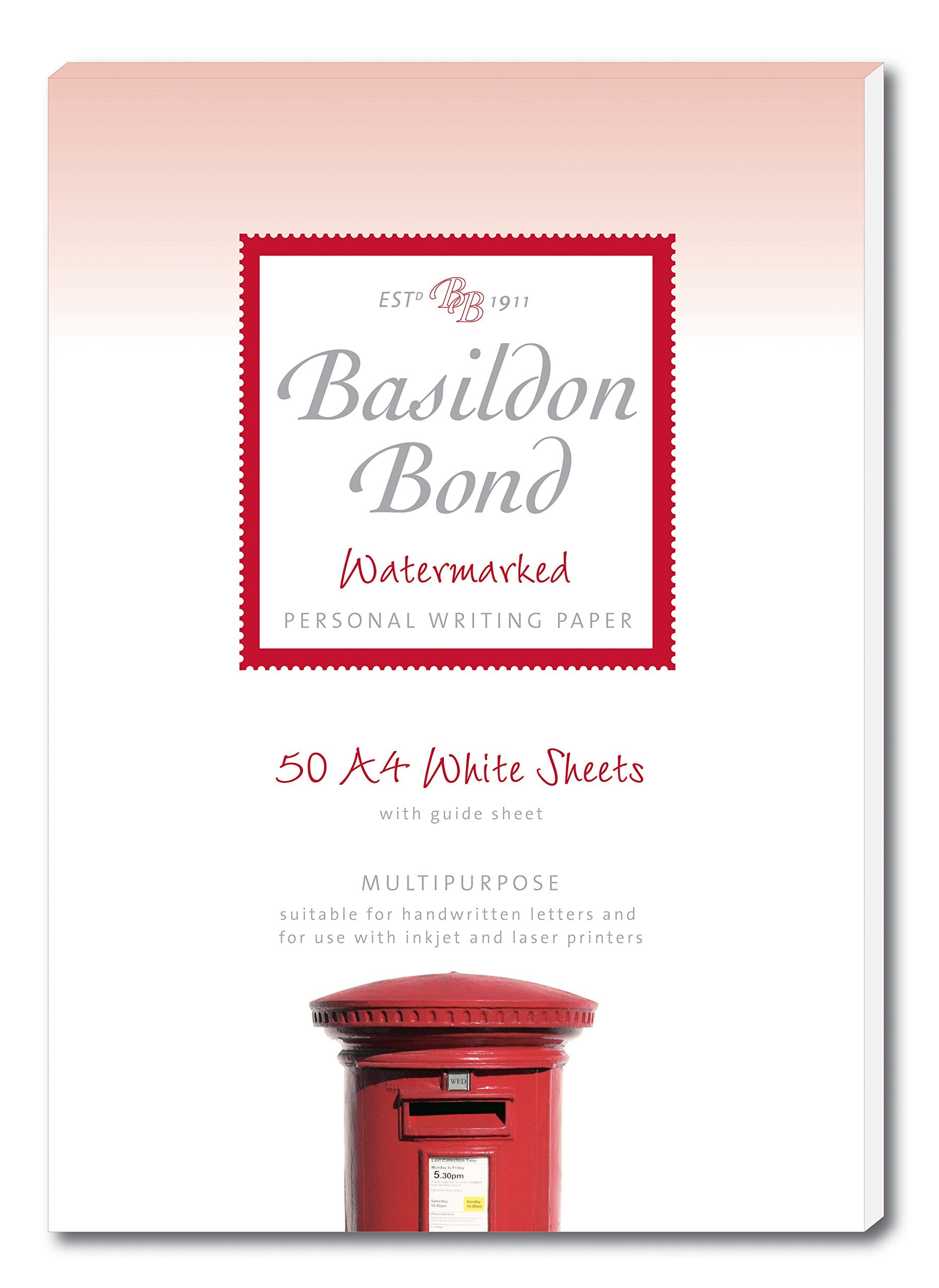 Basildon Bond A4 Writing Pad - 50 Sheets White Paper | 90 gsm | Removable Guide Sheet 1