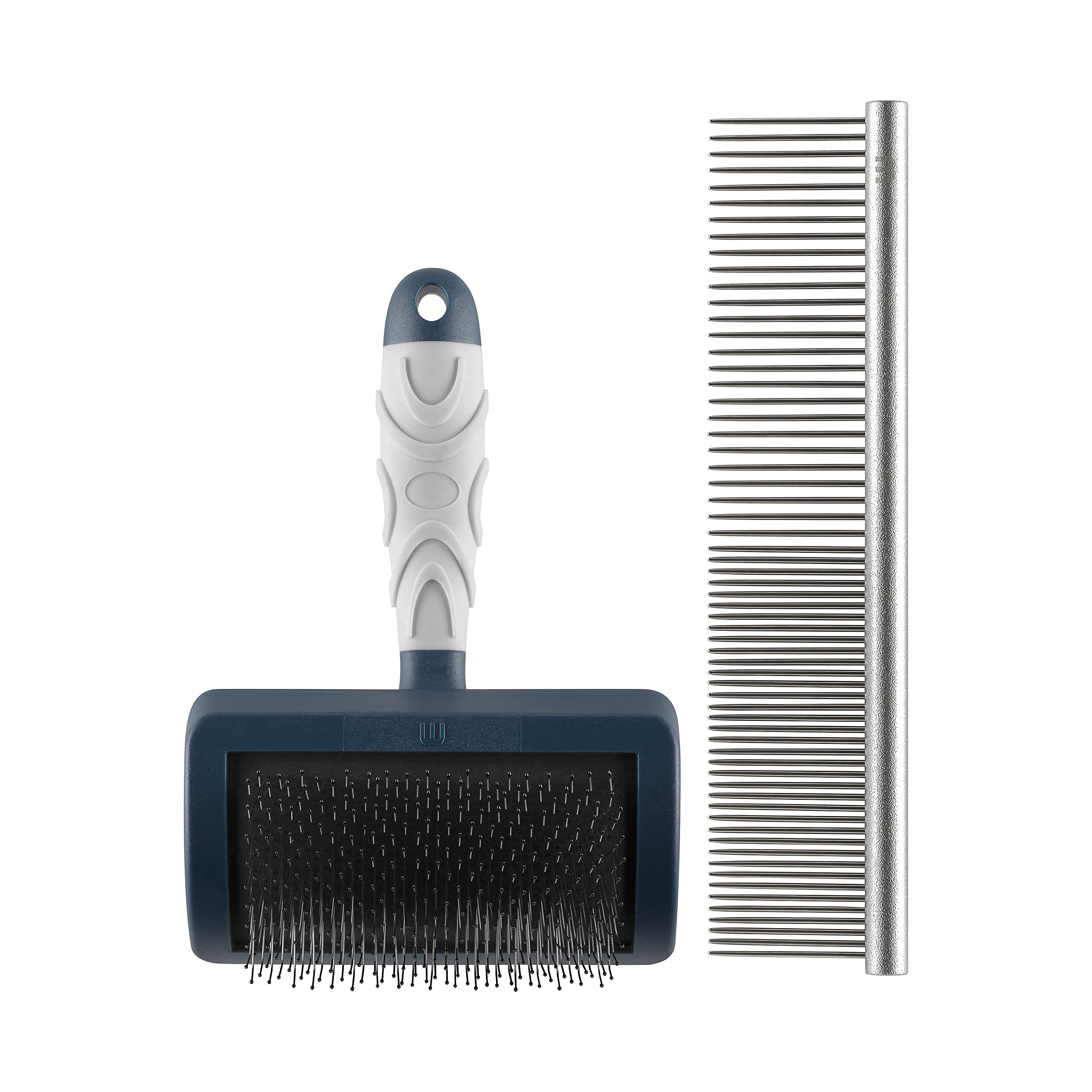 Mikki Dog Brush Set: Stainless Steel Comb & Hard Pin Slicker for Doodles | Small Size