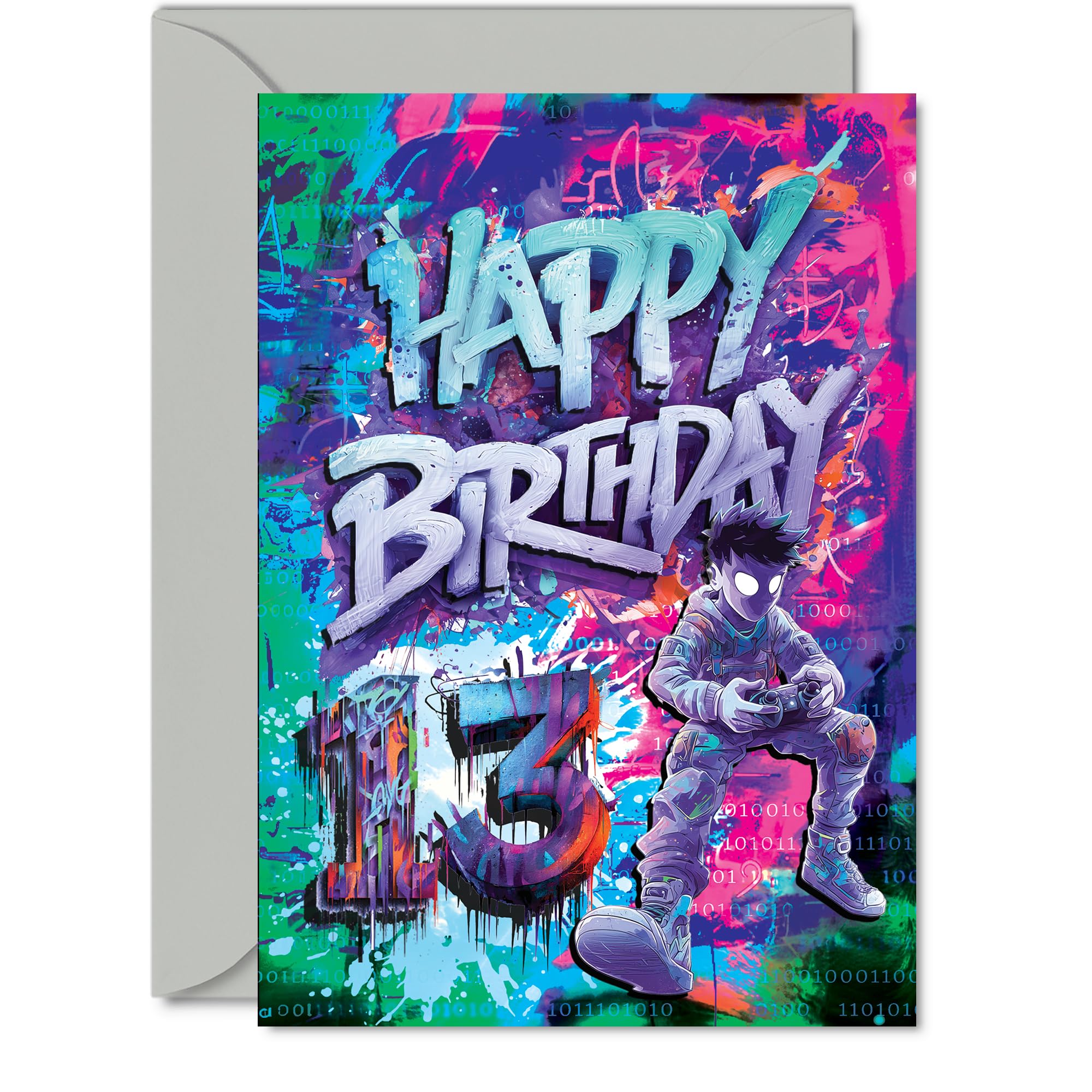 Giftzie Epic Gamer 13th Birthday Card for Boys & Girls | 5x7 Inch | Uncoated Interior for No Smudging