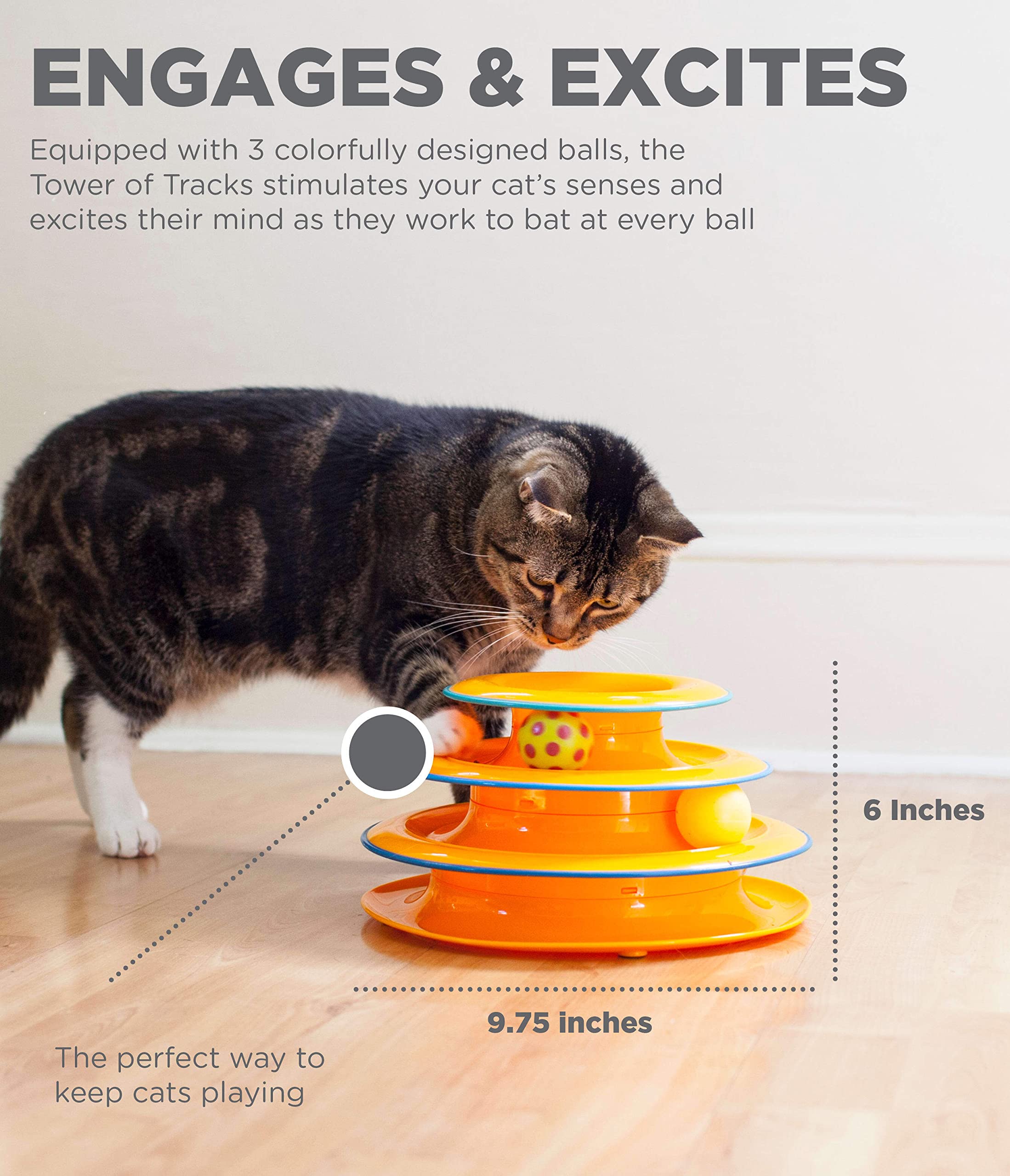 Catstages Tower of Tracks Cat Toy – 3-Level Interactive Ball Track Game for Cats 3