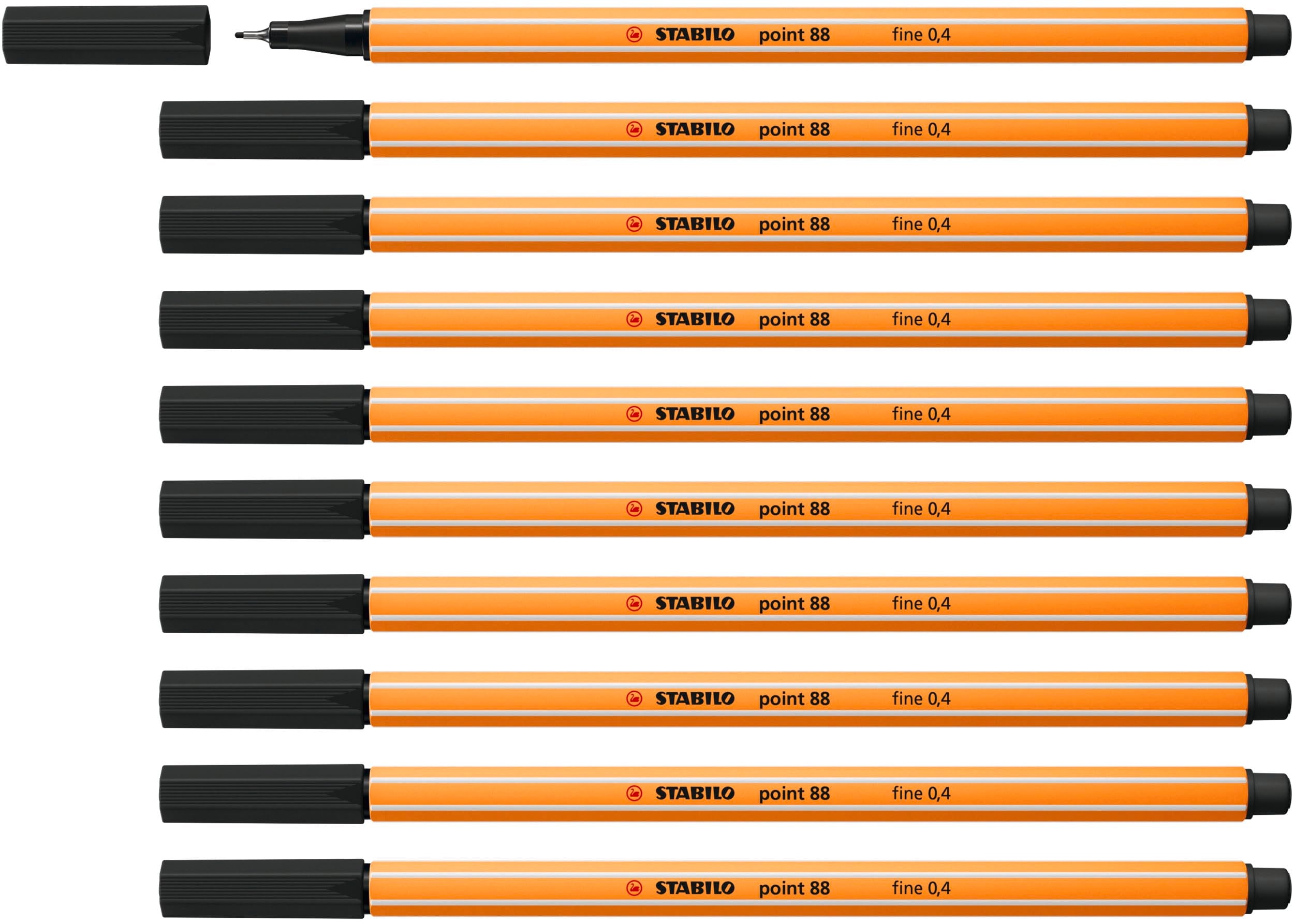STABILO Point 88 Fineliner - 0.4mm Fine Point | Box of 10 Black Pens 1