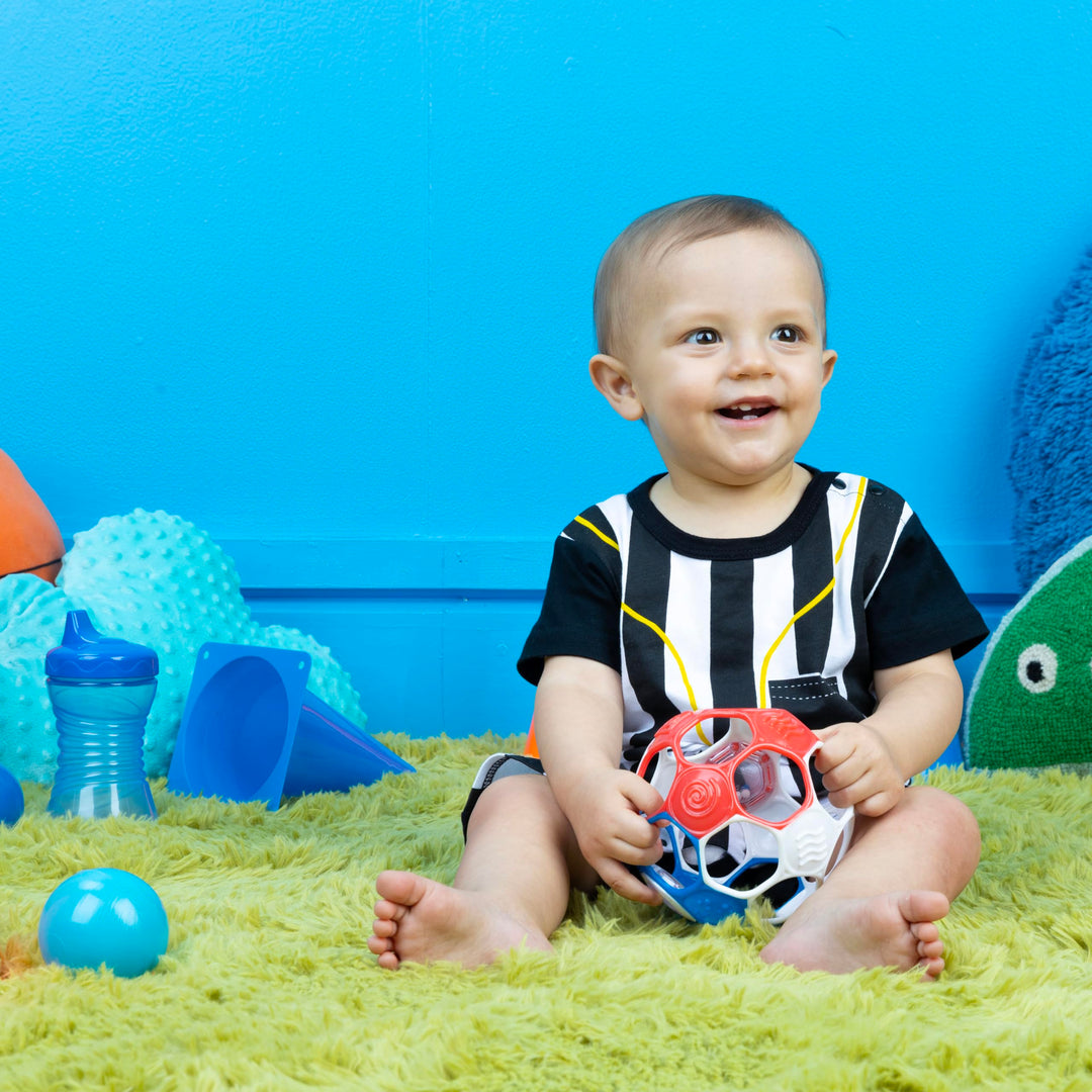 Bright Starts Oball Grippin' Goals Rattle Football - Easy-Grasp Toy for Newborn & Up