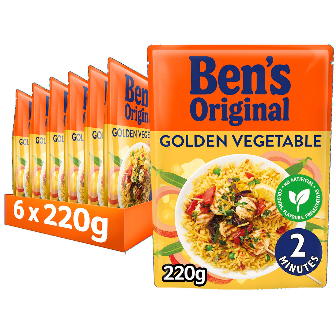 Ben's Original Golden Vegetable Microwave Rice - 6 x 220g Pouches