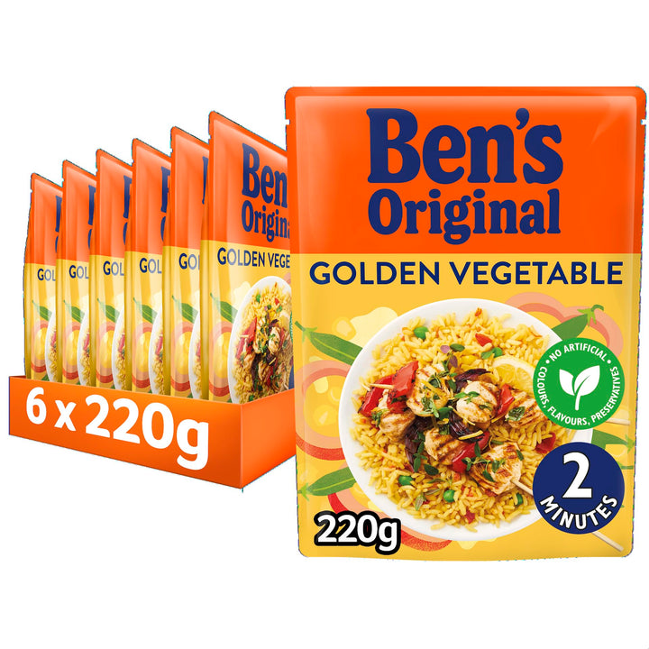 Ben's Original Golden Vegetable Microwave Rice - 6 x 220g Pouches