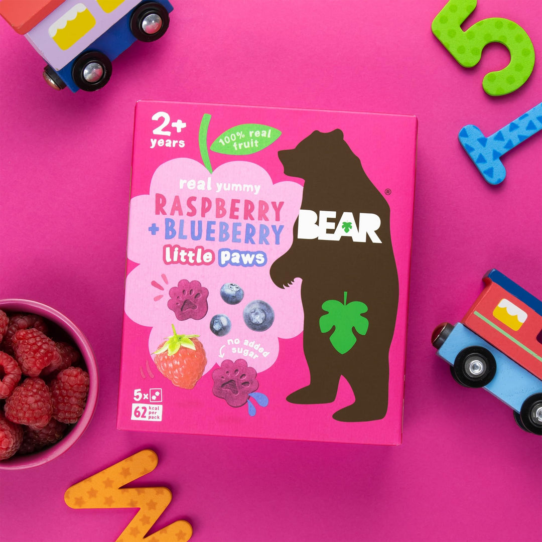 BEAR Raspberry & Blueberry Paws - Delicious Real Fruit - Suitable for 2+ ye