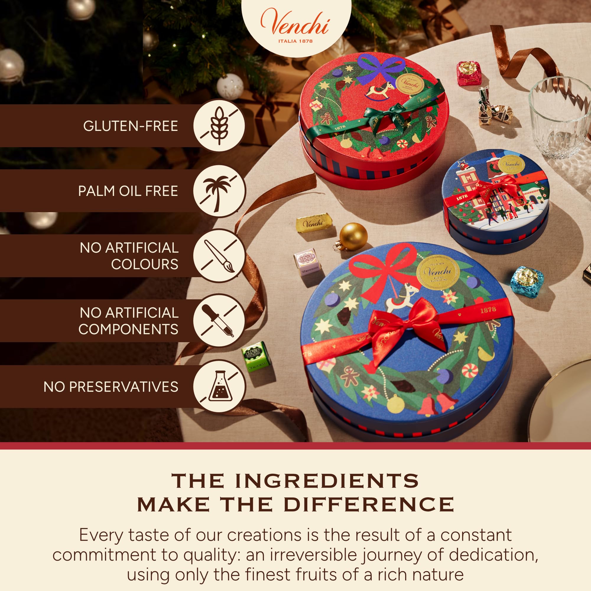 Venchi Gift Box with 16 Dark Mini Blend Chocolates | 60%, 75%, 90% Cocoa | 1.7 oz 8