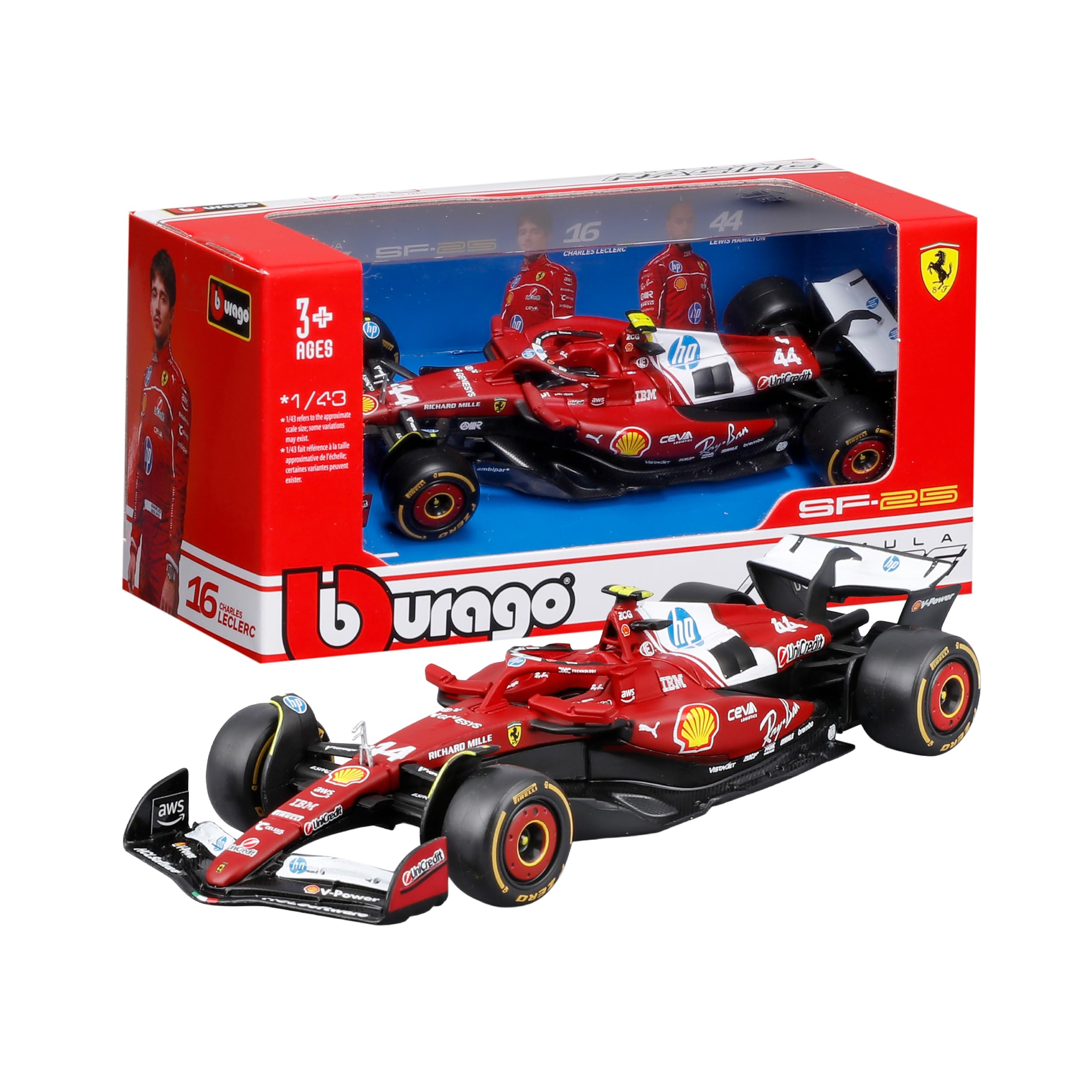 Bburago Ferrari SF-25 F1 2025 #44 Hamilton 1:43 Scale Diecast Model Car 1