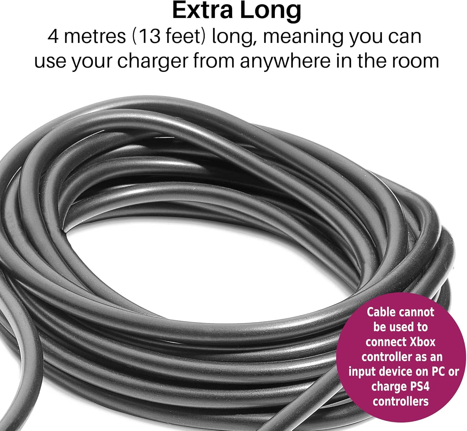 Numskull 4m Extra Long Micro USB Play & Charge Cable for Xbox One, PS4, Smartphones, Tablets 6