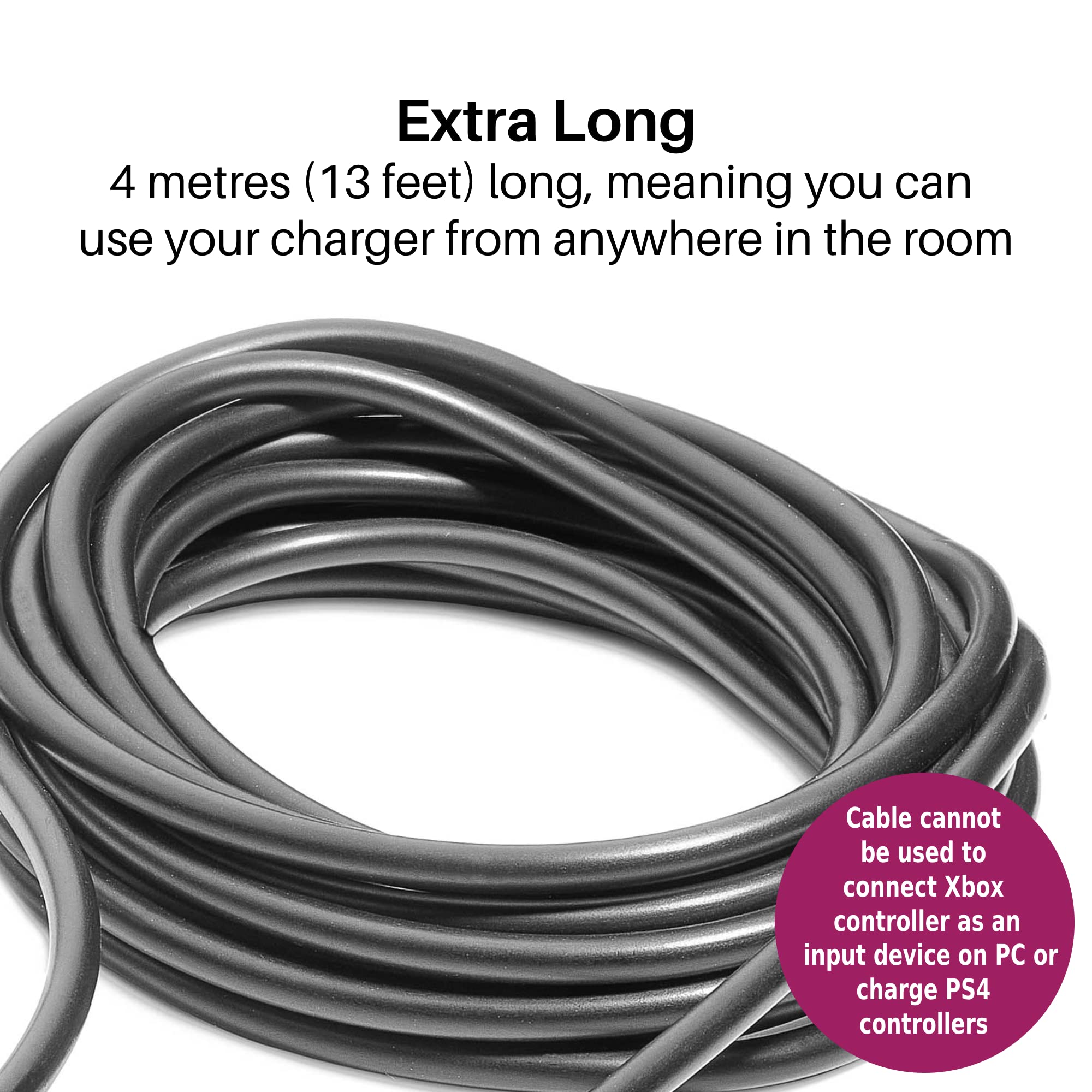 Numskull 4m Extra Long Micro USB Play & Charge Cable for Xbox One, PS4, Smartphones, Tablets 7