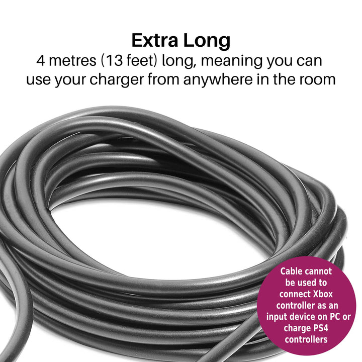 Numskull 4m Extra Long Micro USB Play & Charge Cable for Xbox One, PS4, Smartphones, Tablets