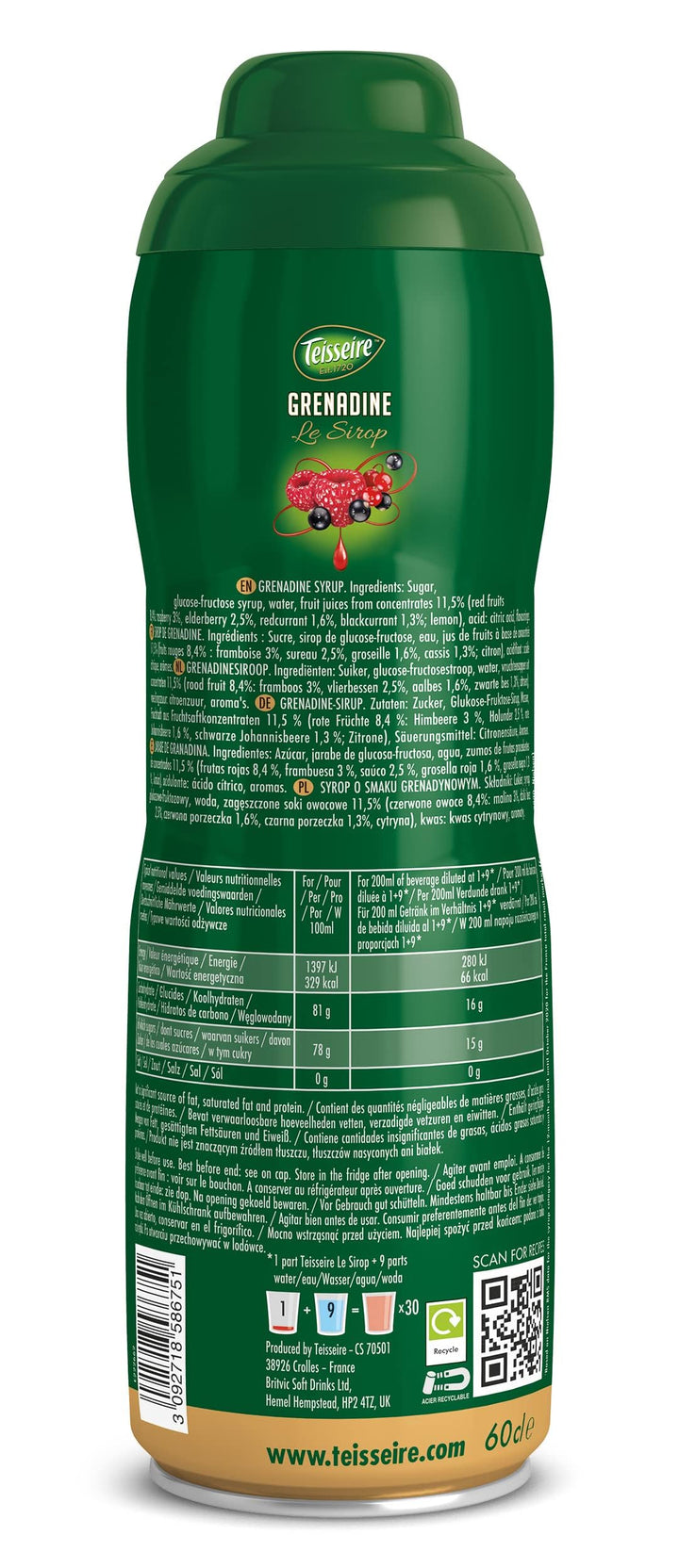 Teisseire Grenadine Syrup 600ml