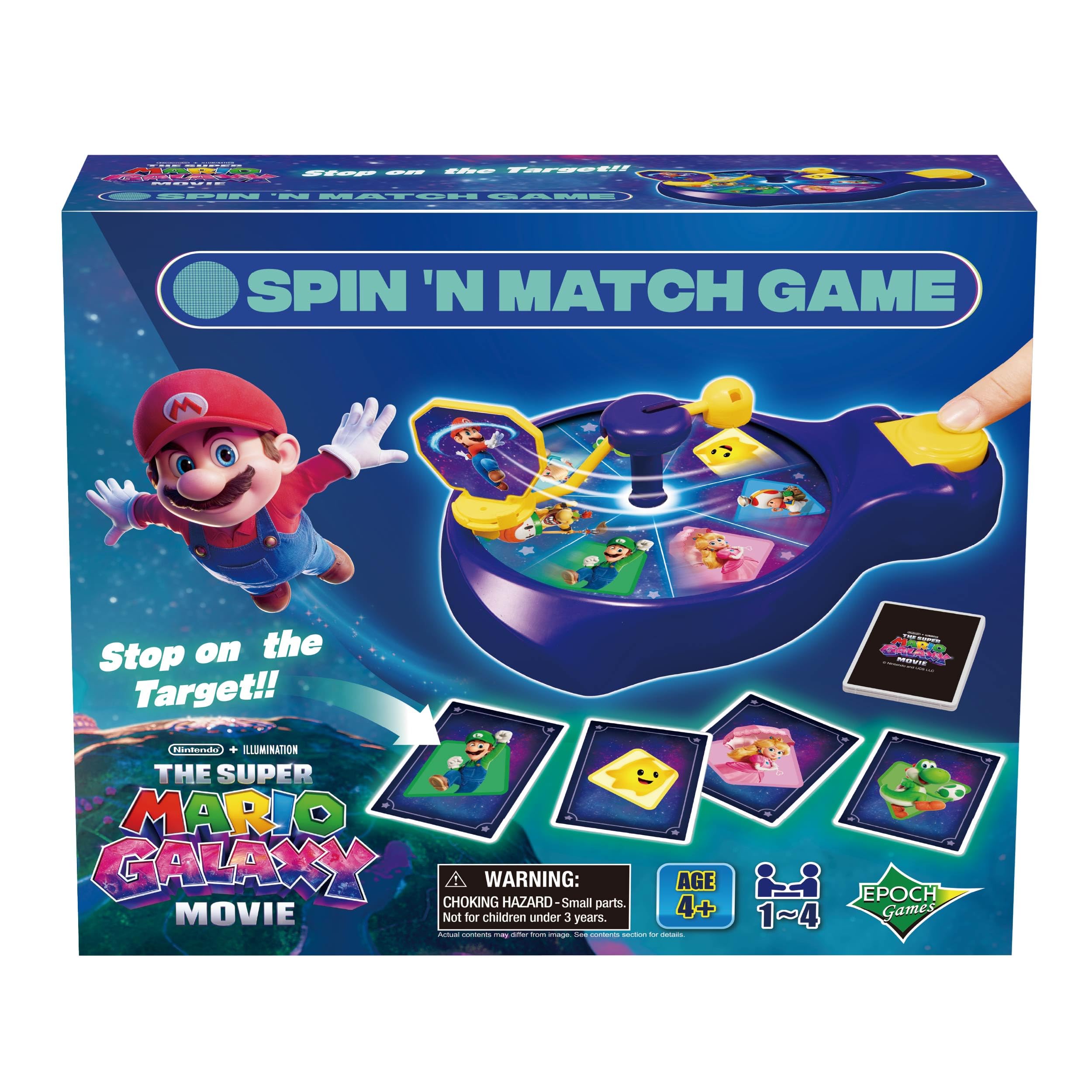 EPOCH Games THE SUPER MARIO GALAXY MOVIE Spin 'n Match Game | 1-4 Players | Ages 4+