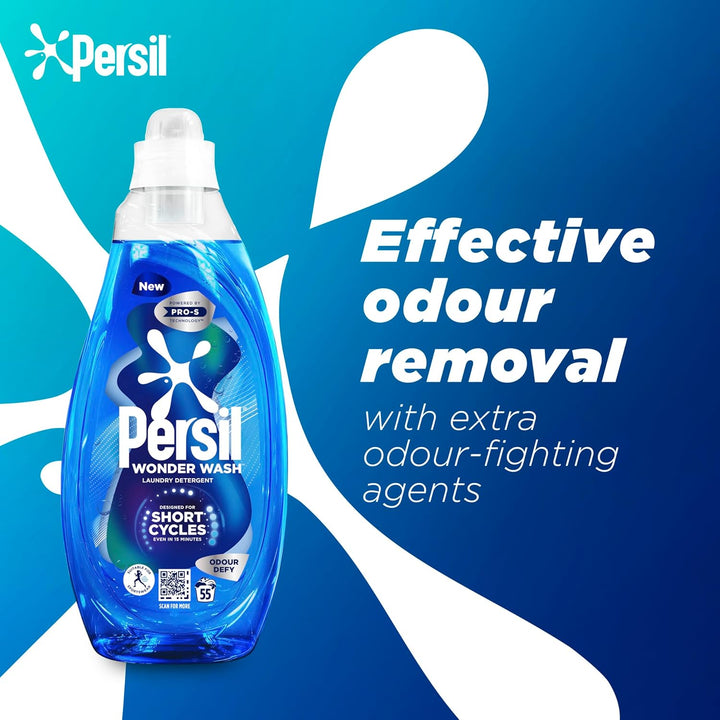Persil Wonder Wash Odour Defy Bio Liquid Laundry Detergent 1.485 L (55 Washes)