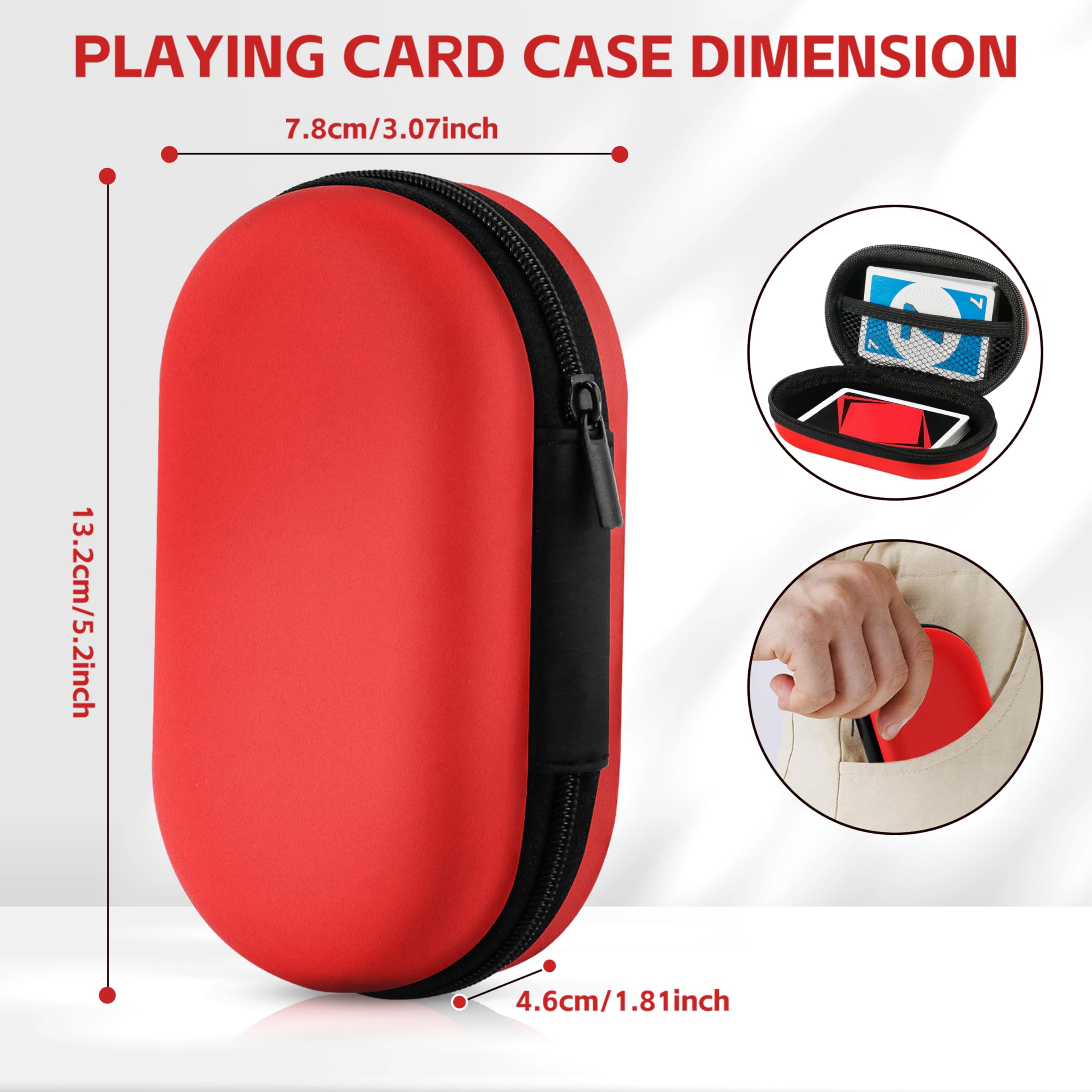 MOXYOY Card Box for Standard Decks - Shockproof EVA, Holds 110 Cards | Red 2