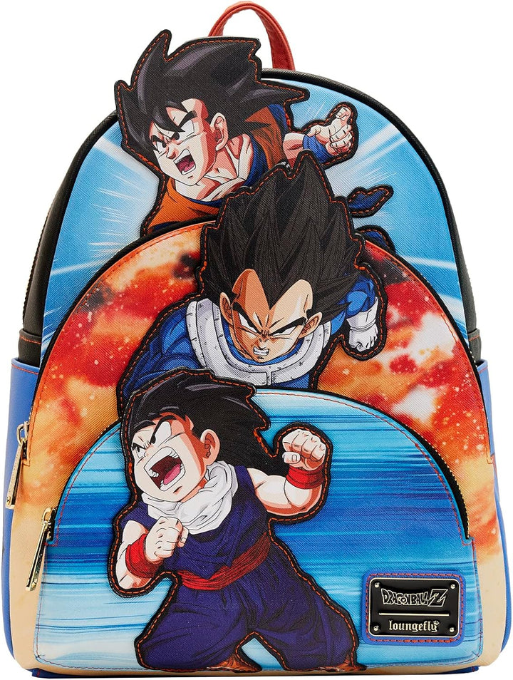 Loungefly Dragon Ball Z Triple Pocket Backpack Official Black Medium Backpack (DBZ-123)