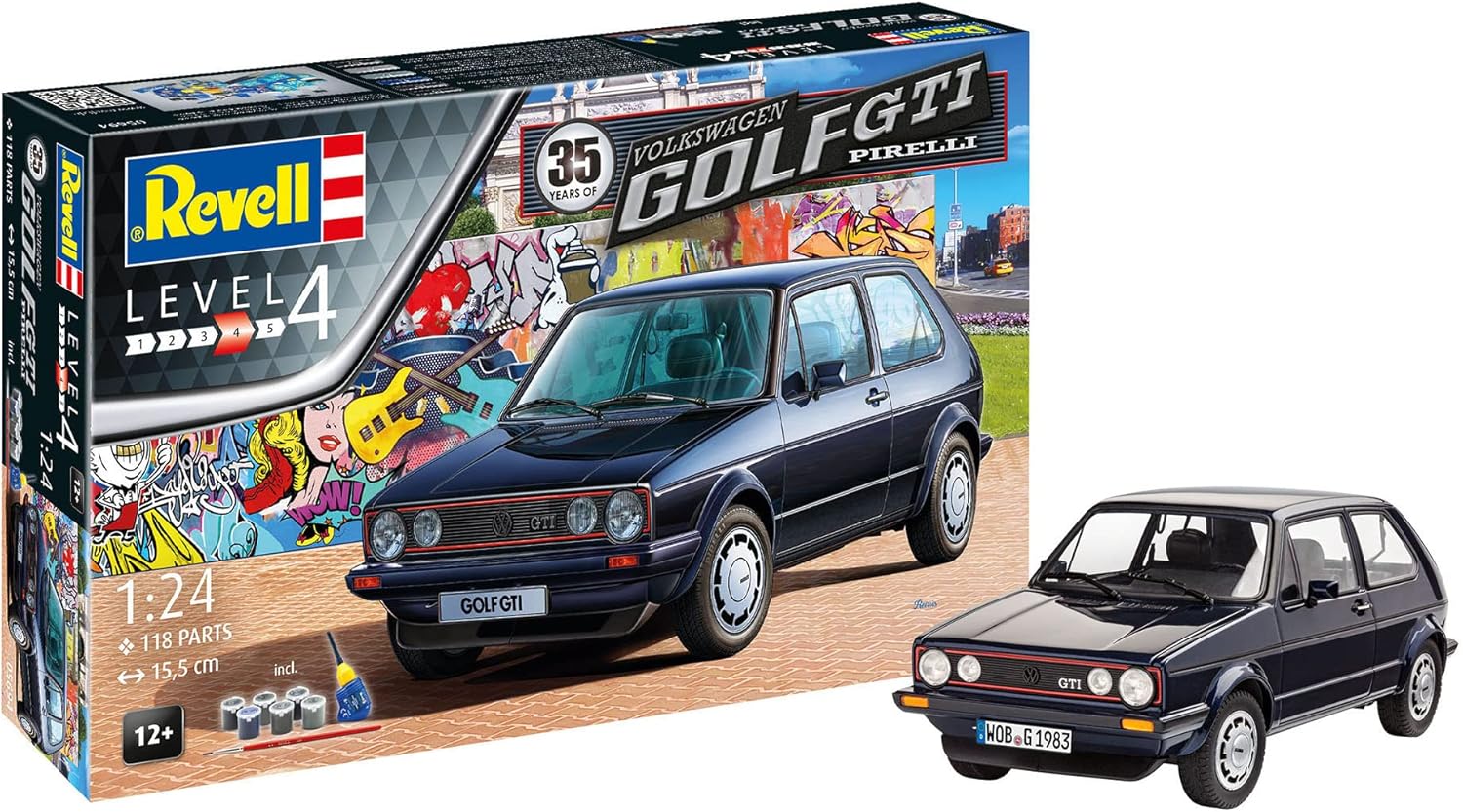Revell 35 Years VW Golf Mk1 GTI Pirelli Plastic Model Kit - 1:24 Scale Building Toy for Ages 8+ 1