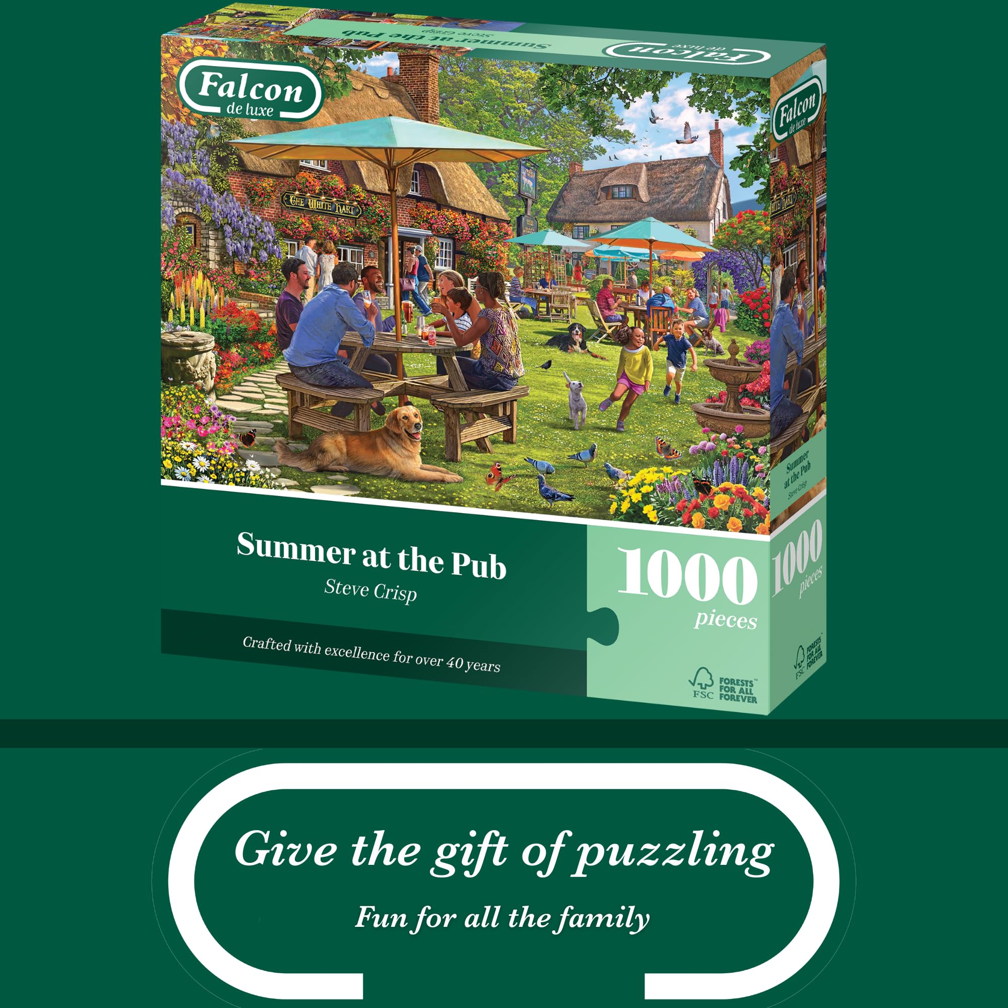 Falcon Summer at the Pub 1000 Piece Jigsaw Puzzle - Illustrated by Steve Crisp 4
