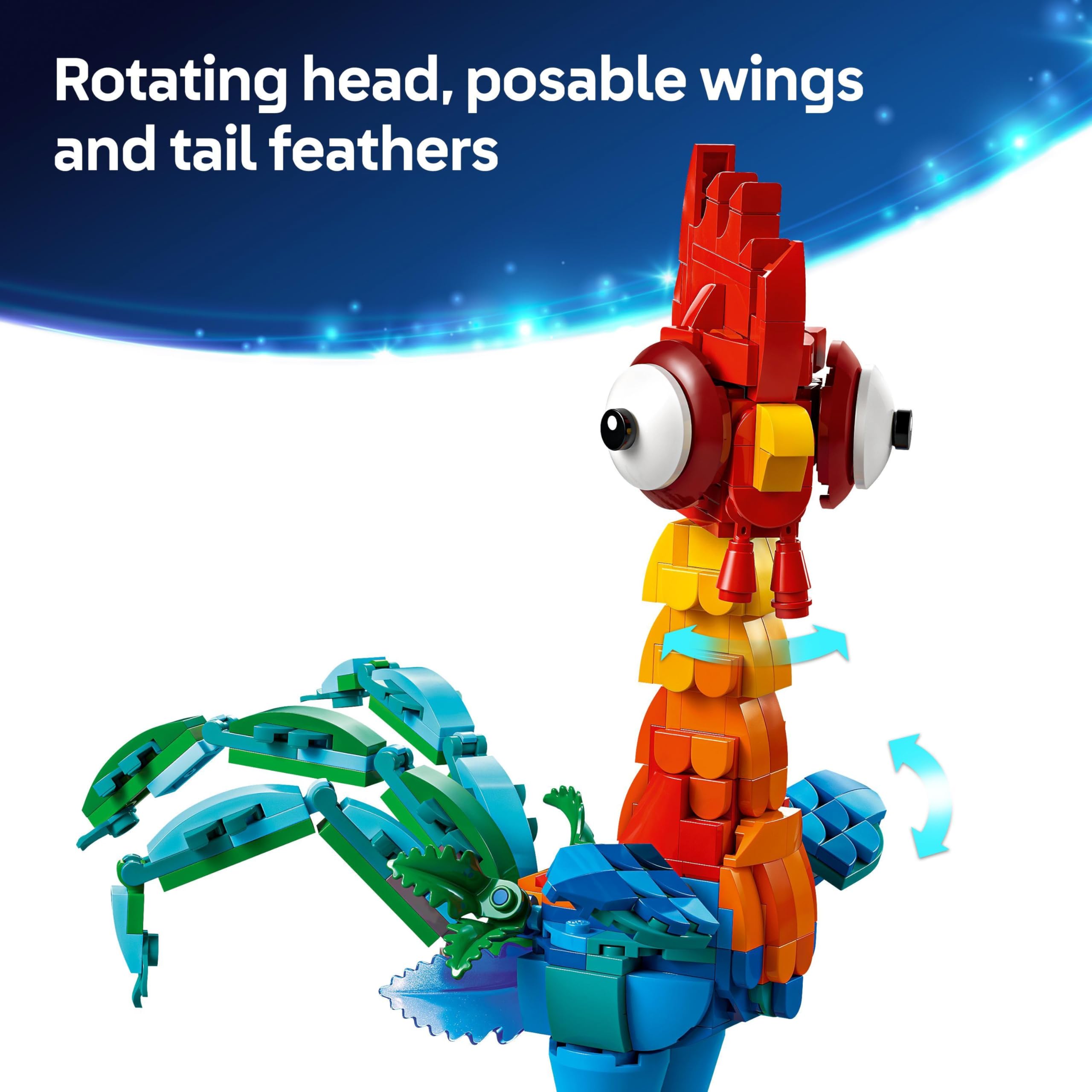LEGO ǀ Disney Moana 2 Heihei Buildable Animal Toy - Posable Chicken Figure with Stand for Kids 9+ 18