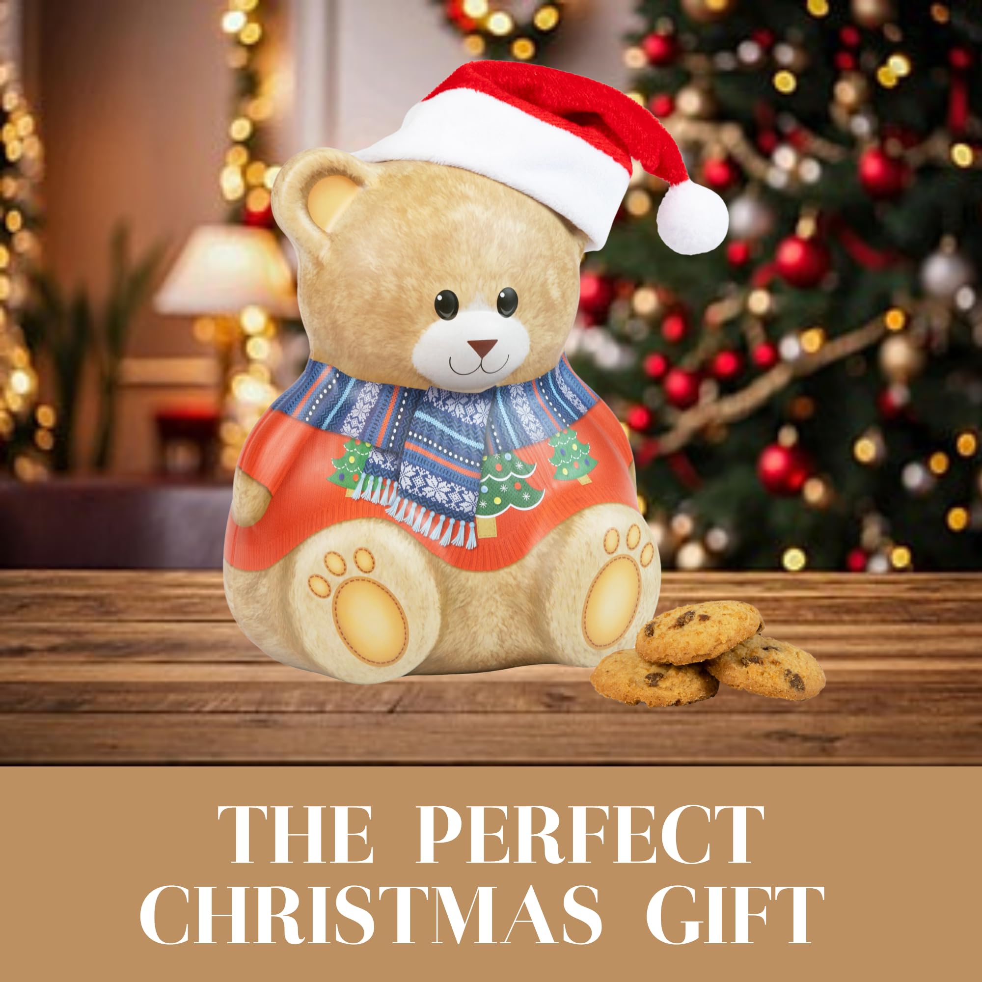 The Silver Crane Co. - Christmas Bear with Hat Gift Set Biscuit Tin 11