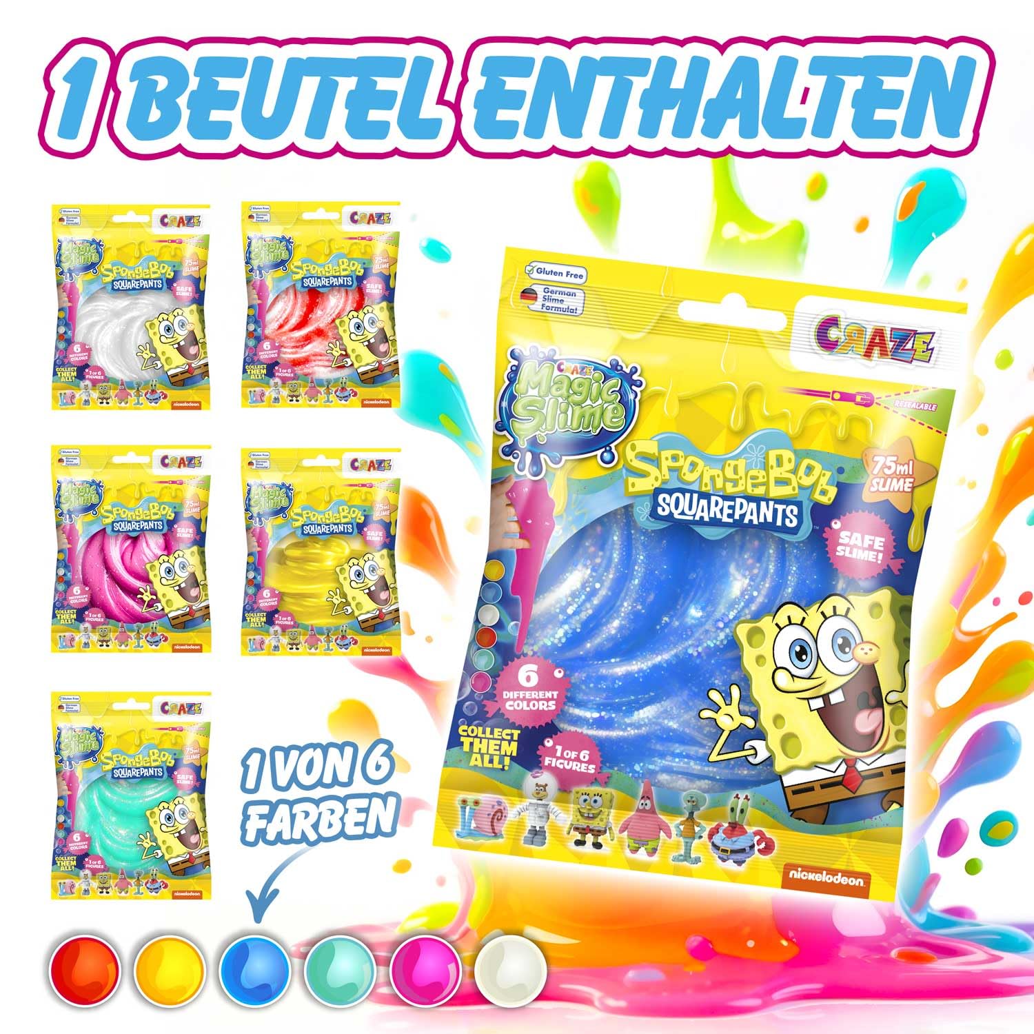 CRAZE Magic Slime Surprise SpongeBob SquarePants Toy Set | Non-Sticky | Ages 3+