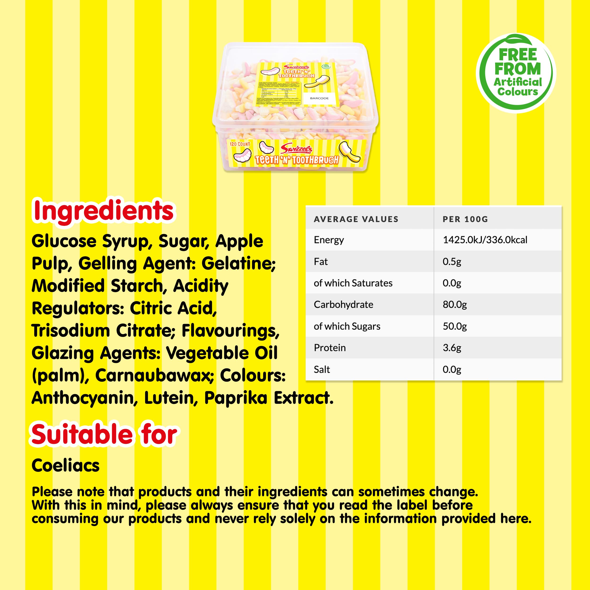Swizzels Sweet Teeth N Toothbrush Foam Gums Fruit Flavour Sharing Tub | Approx. 120 Count 4