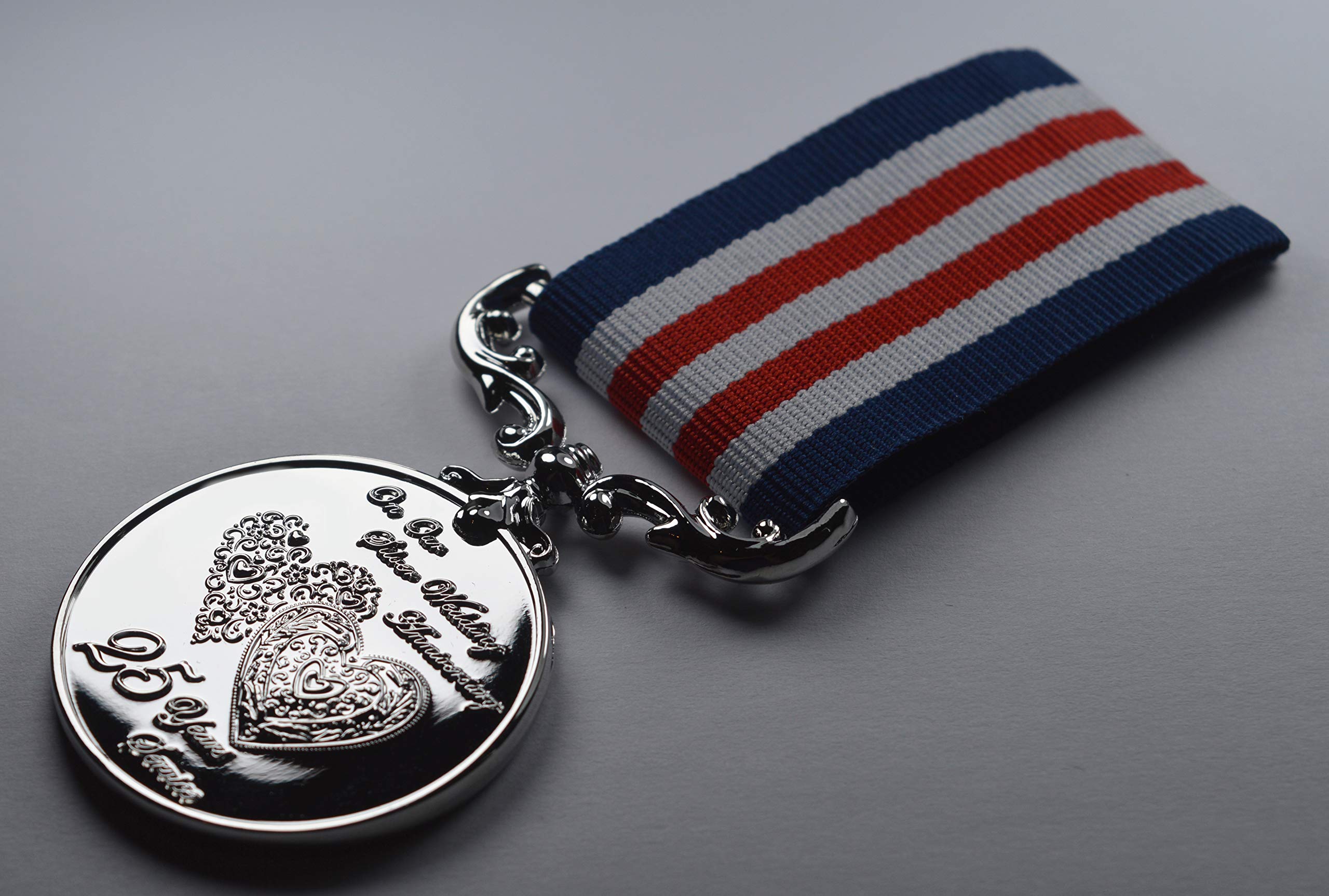 The Commemorative Coin Company 25th Silver Wedding Anniversary Medal - Silver Plated | Full Size Replica 7