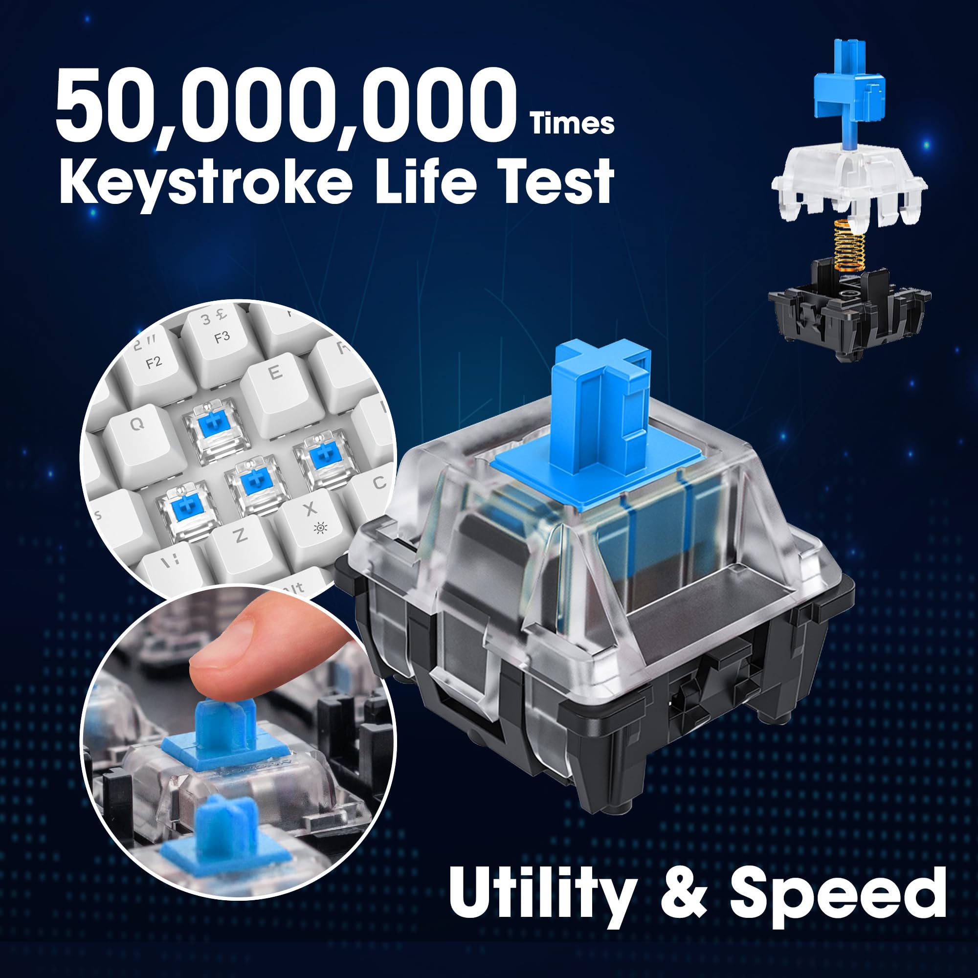 KOORUI 60% Mechanical Gaming Keyboard MKC01, Blue Switch, RGB Backlit, Compact 69-Key Layout with Detachable Type-C Cable 7