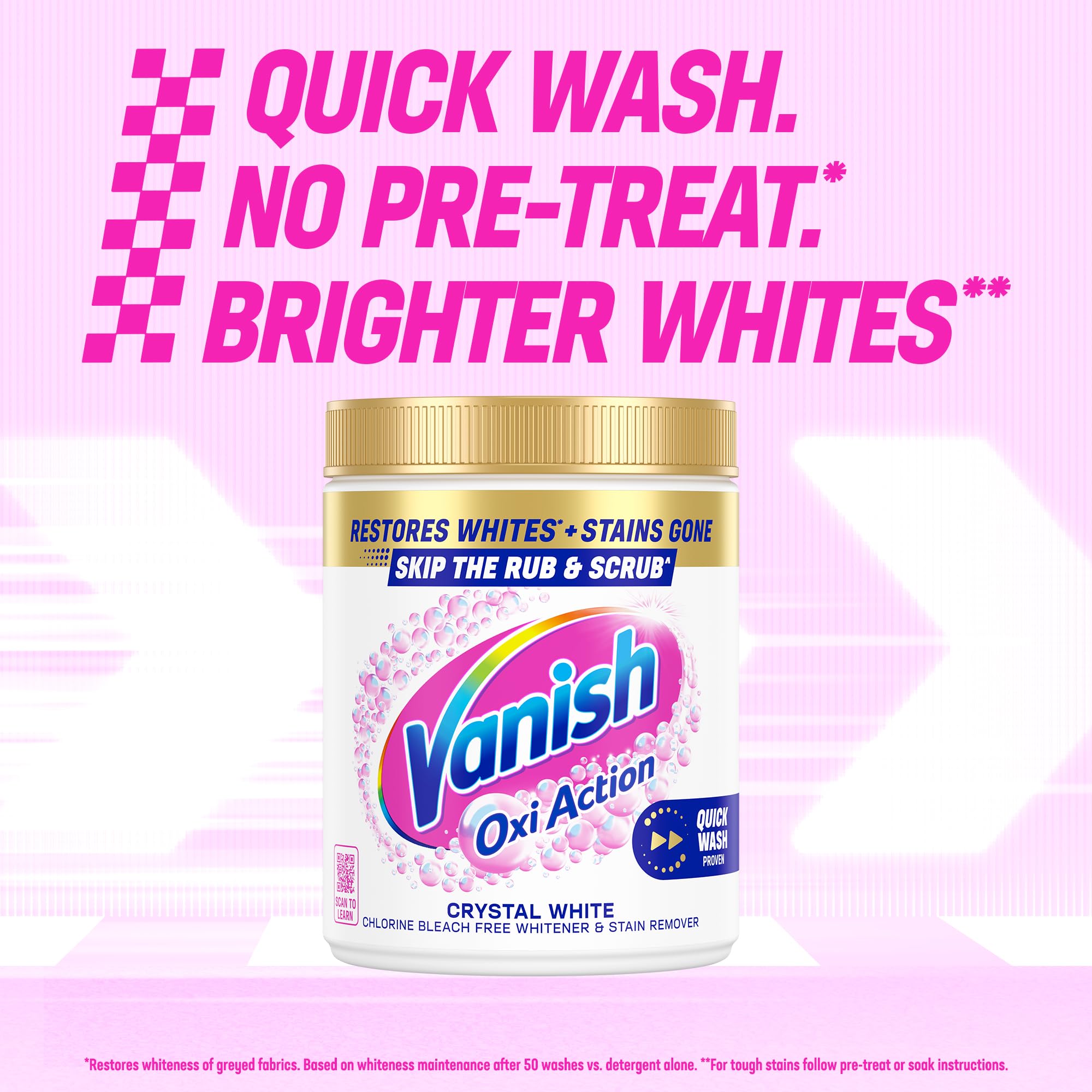 Vanish Crystal White Stain Remover Powder - Restores Whites & Removes Tough Stains | 1.41kg