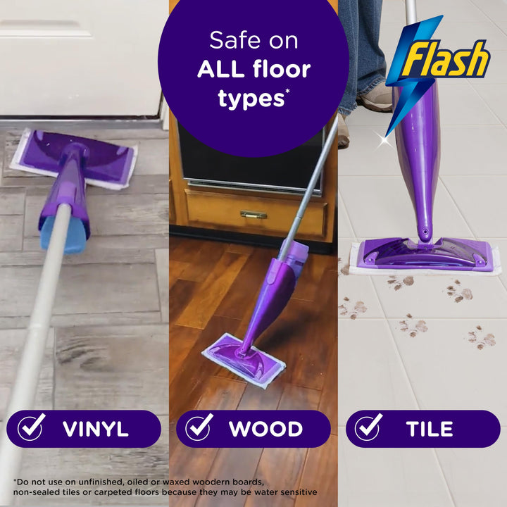 Flash Powermop Floor Cleaner Starter Kit - Spray Mop with Washable Microfiber Pad