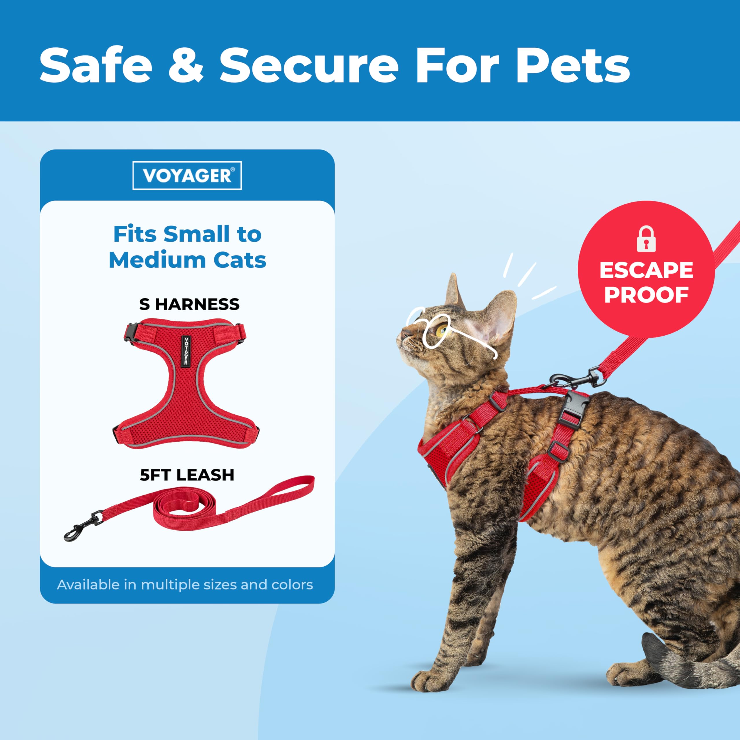 Best Pet Supplies Voyager Escape Proof Cat Harness and Leash Set - Red, Size M (Chest: 16.5-19.5')
