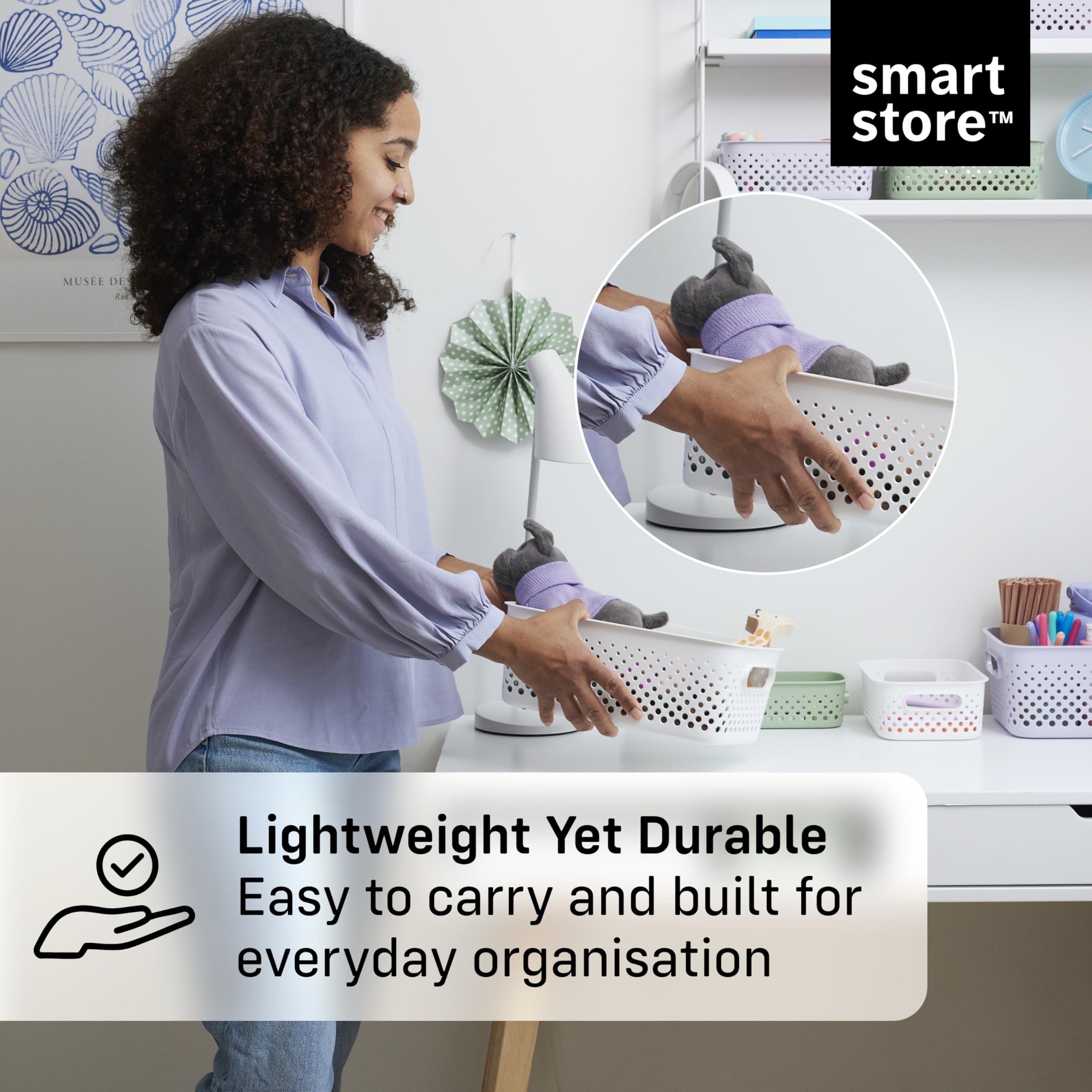 SmartStore Storage Basket with Handles - Lavender, 5.6L | 29.5x20.5x12cm 8