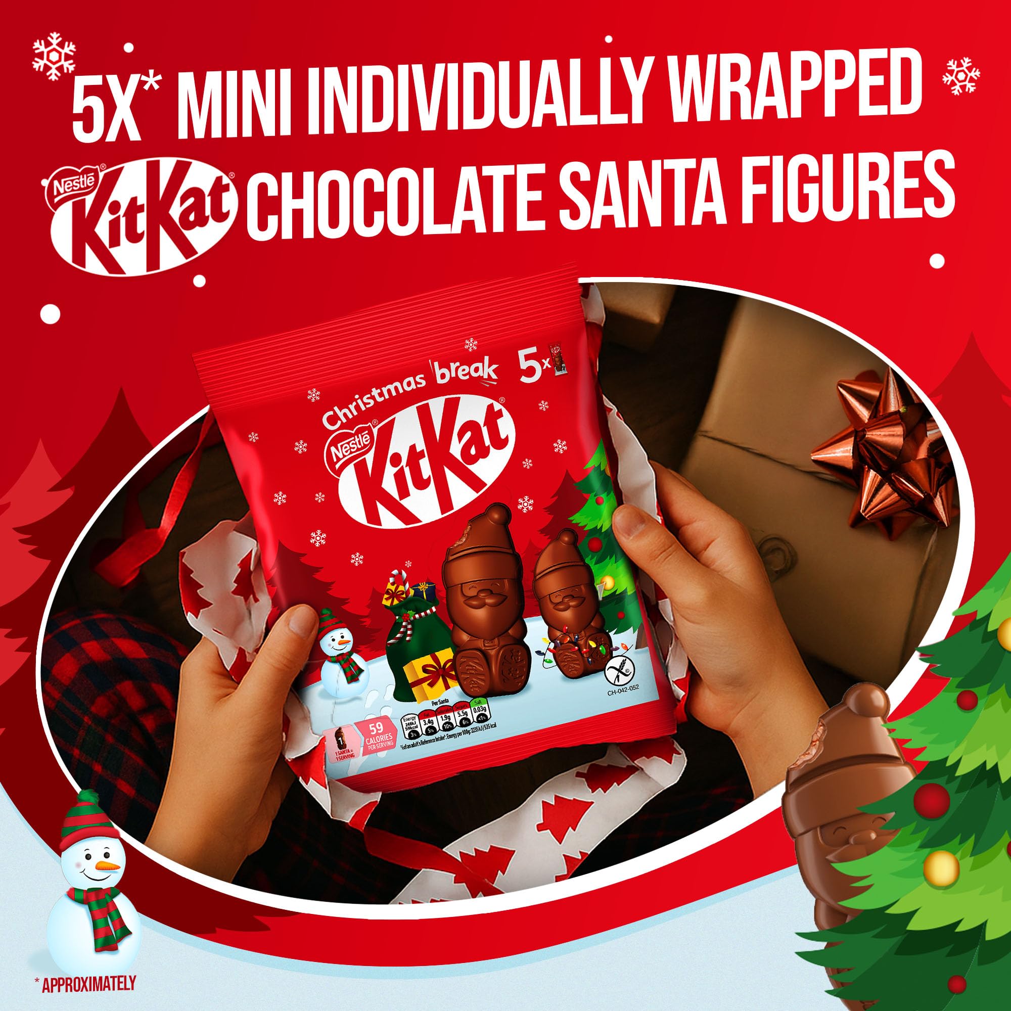KitKat Pouch Santa 55g - Gluten Free Milk Chocolate Santas with Crispy Wafer 7