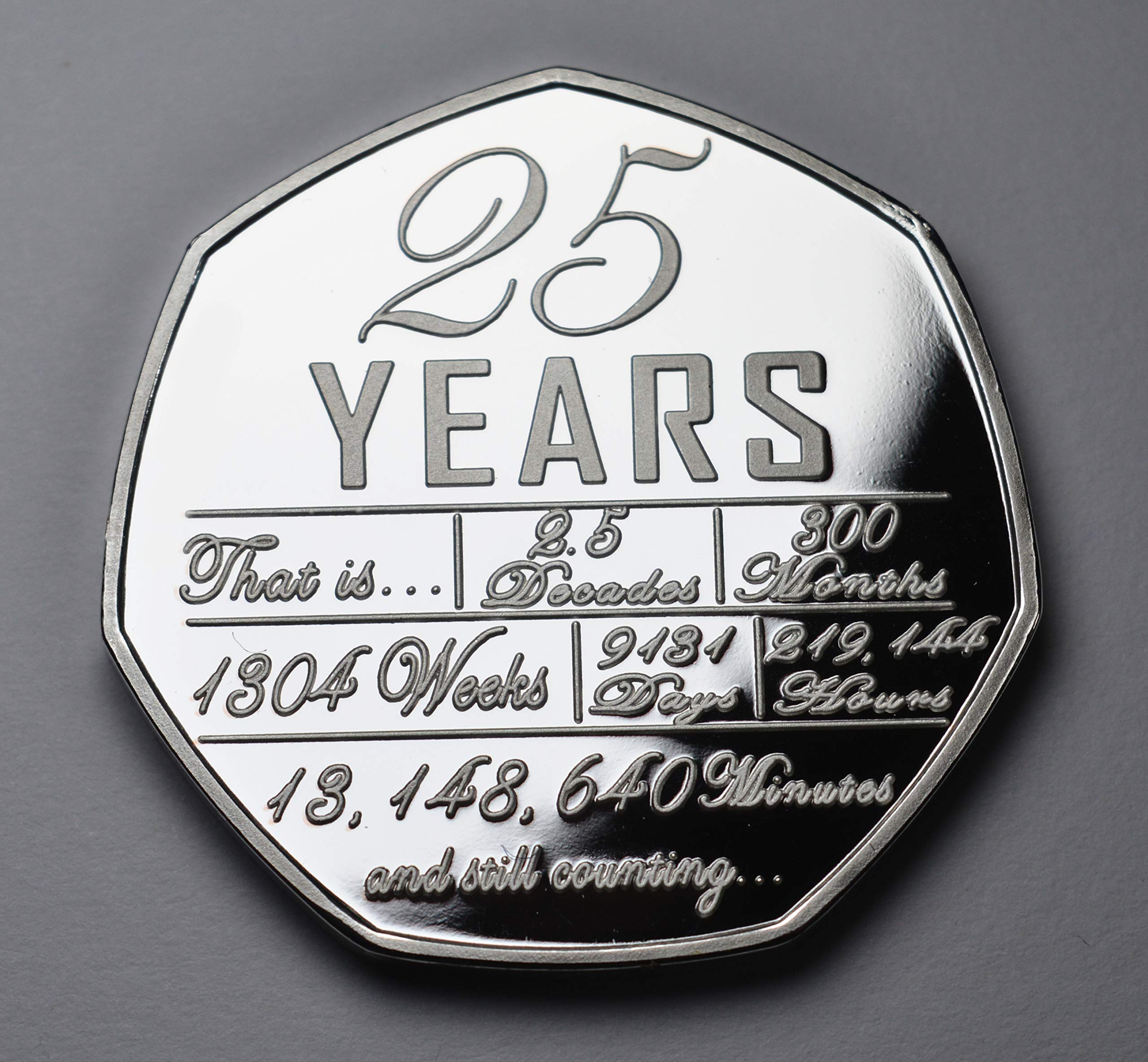 The Commemorative Coin Company 25th Wedding Anniversary Commemorative | .999 Silver Plated | Diamante Inlaid 3
