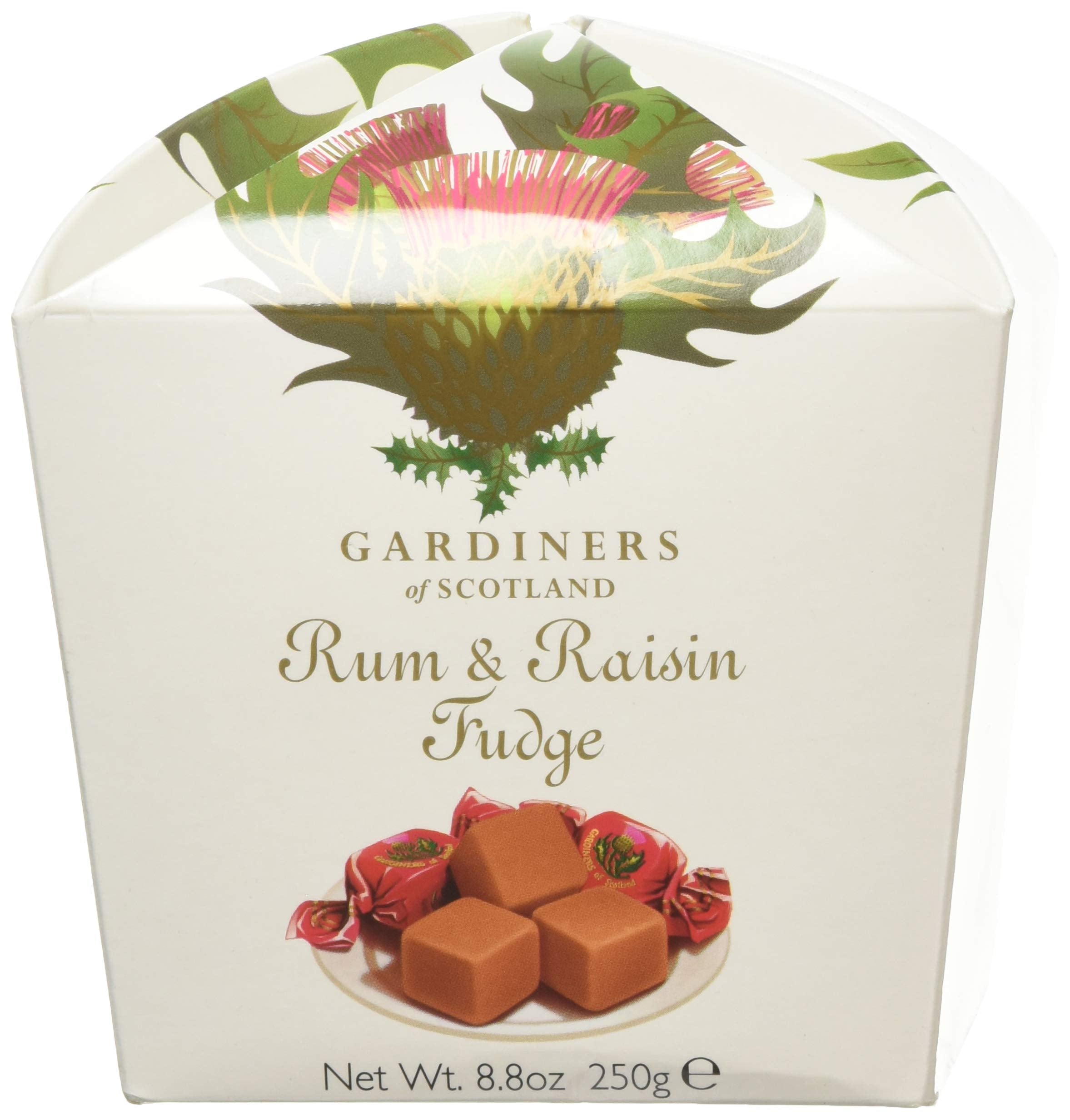Gardiners of Scotland Rum & Raisin Fudge - Thistle Design Carton 250g 1