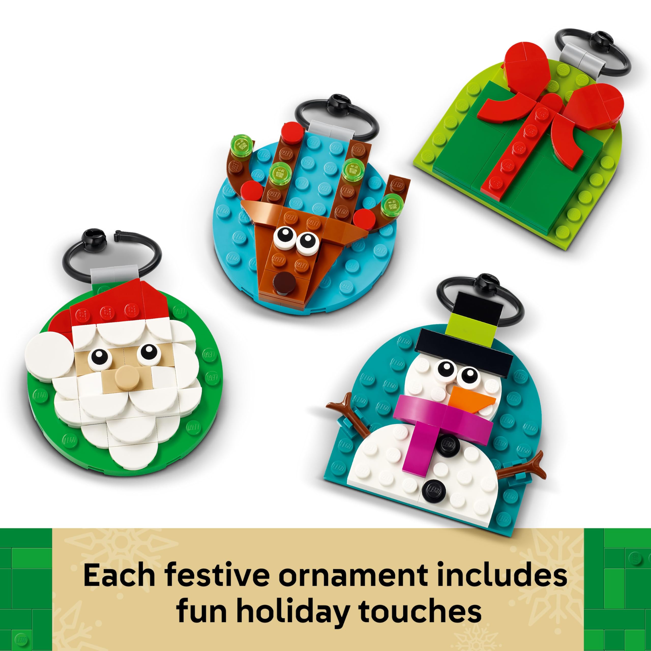 LEGO Christmas Ornament Selection - Building Toy with 4 Festive Hanging Decorations for Kids 6+ 14